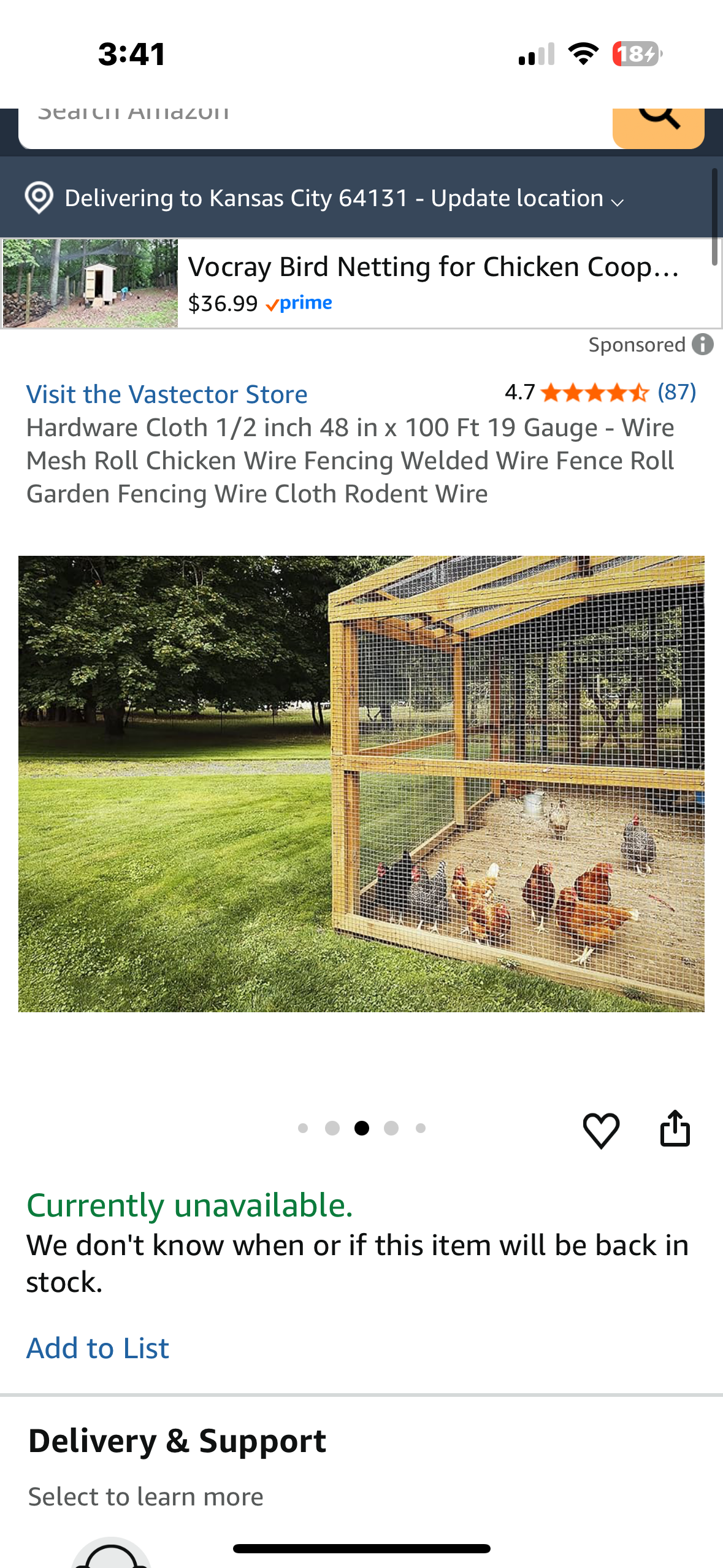 Hardware Cloth 1/2 inch 48 in x 100 Ft 19 Gauge - Welded Wire Fence Roll, Garden Fencing, Rodent Wire, DIY projects (G884)