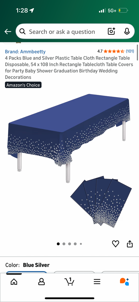 4 Packs Blue and Silver Plastic Table Cloth Rectangle Table Disposable, 54 x 108 Inch Rectangle Tablecloth Table Covers for Party Baby Shower Graduation Birthday Wedding Decorations