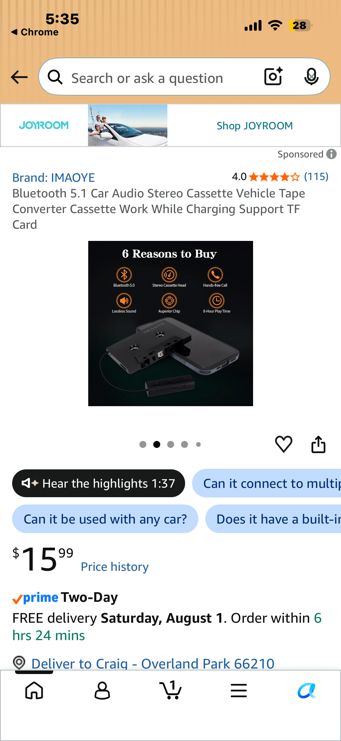 Bluetooth 5.1 Car Audio Stereo Cassette Vehicle Tape Converter Cassette Work While Charging Support TF Card