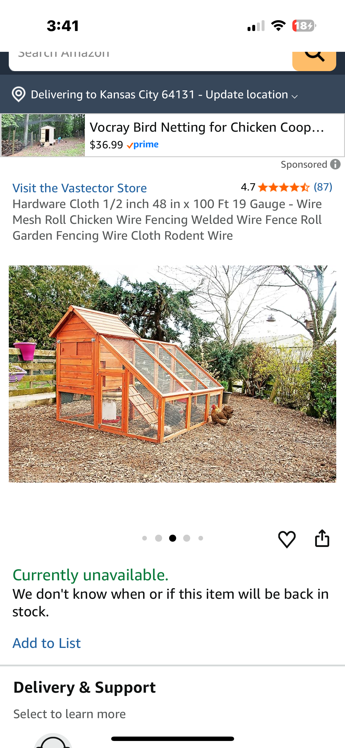 Hardware Cloth 1/2 inch 48 in x 100 Ft 19 Gauge - Welded Wire Fence Roll, Garden Fencing, Rodent Wire, DIY projects (G884)