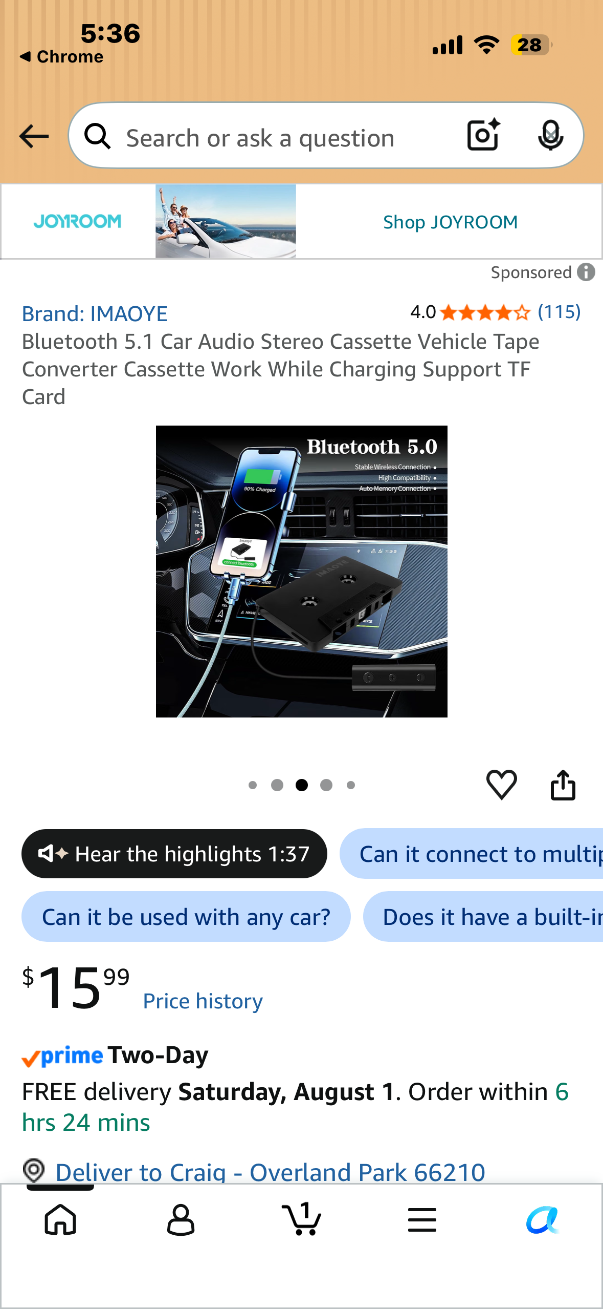 Bluetooth 5.1 Car Audio Stereo Cassette Vehicle Tape Converter Cassette Work While Charging Support TF Card