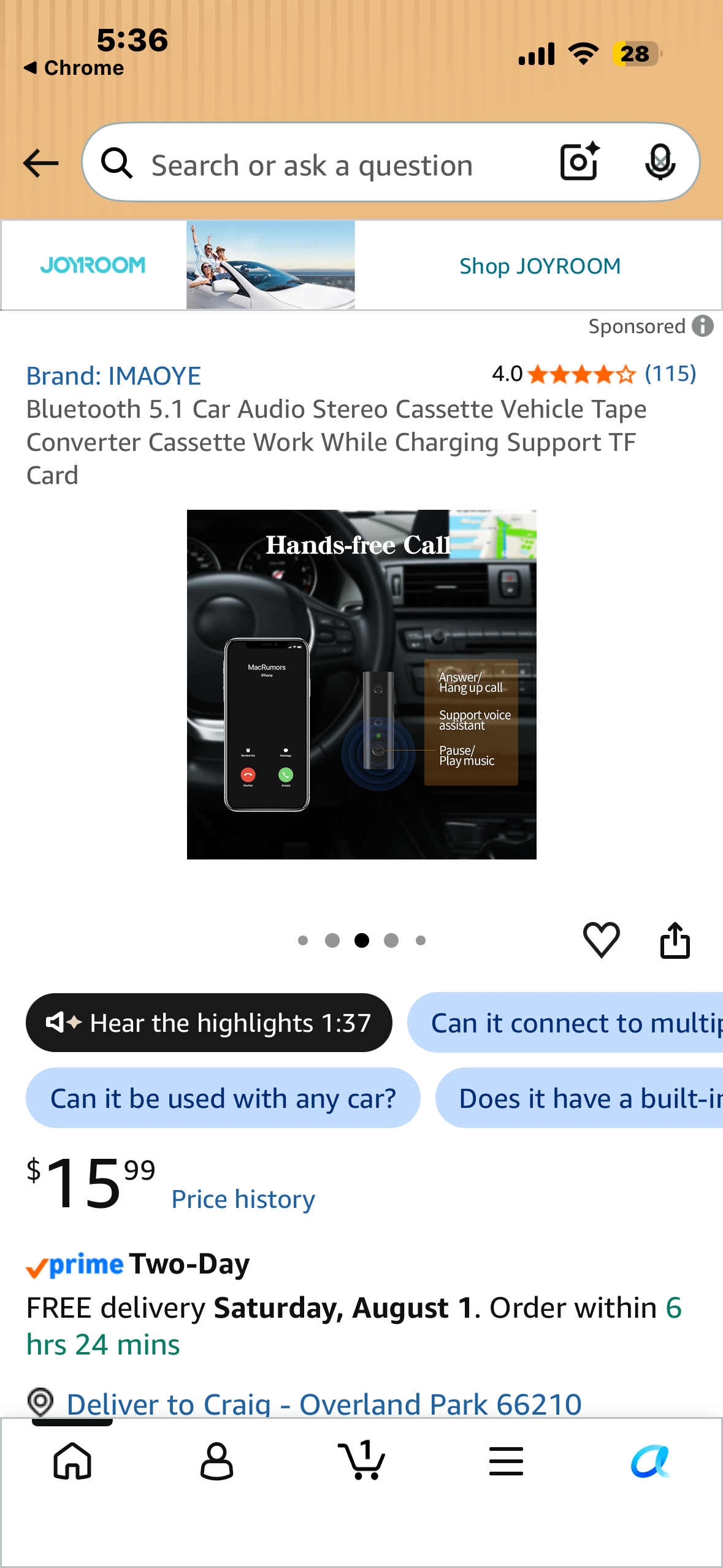 Bluetooth 5.1 Car Audio Stereo Cassette Vehicle Tape Converter Cassette Work While Charging Support TF Card