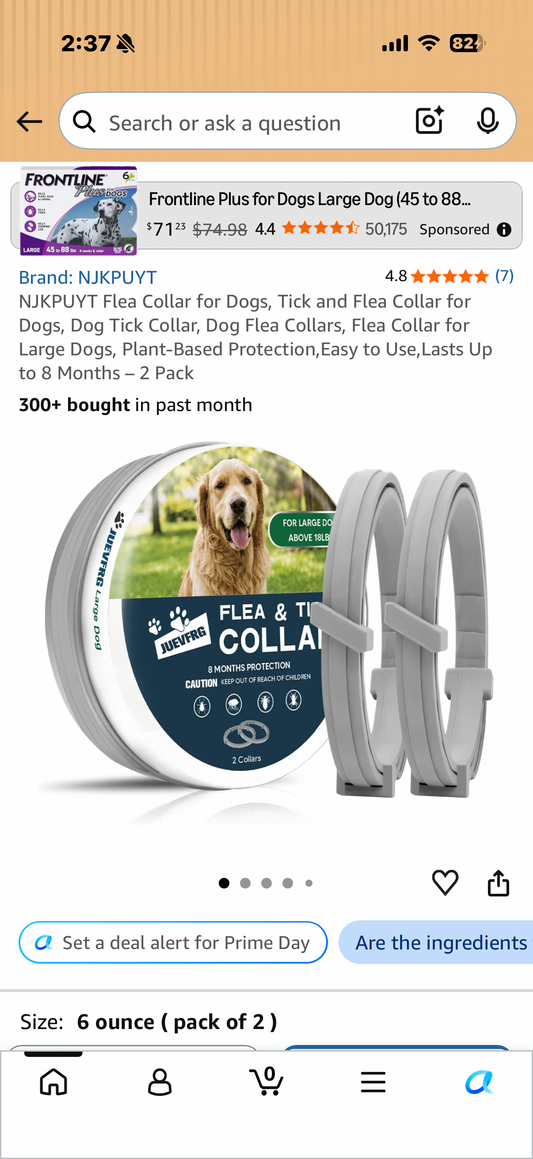 Flea Collar for Dogs, Tick and Flea Collar for Dogs, Dog Tick Collar, Dog Flea Collars, Flea Collar for Large Dogs, Plant-Based Protection,Easy to Use,Lasts Up to 8 Months – 2 Pack