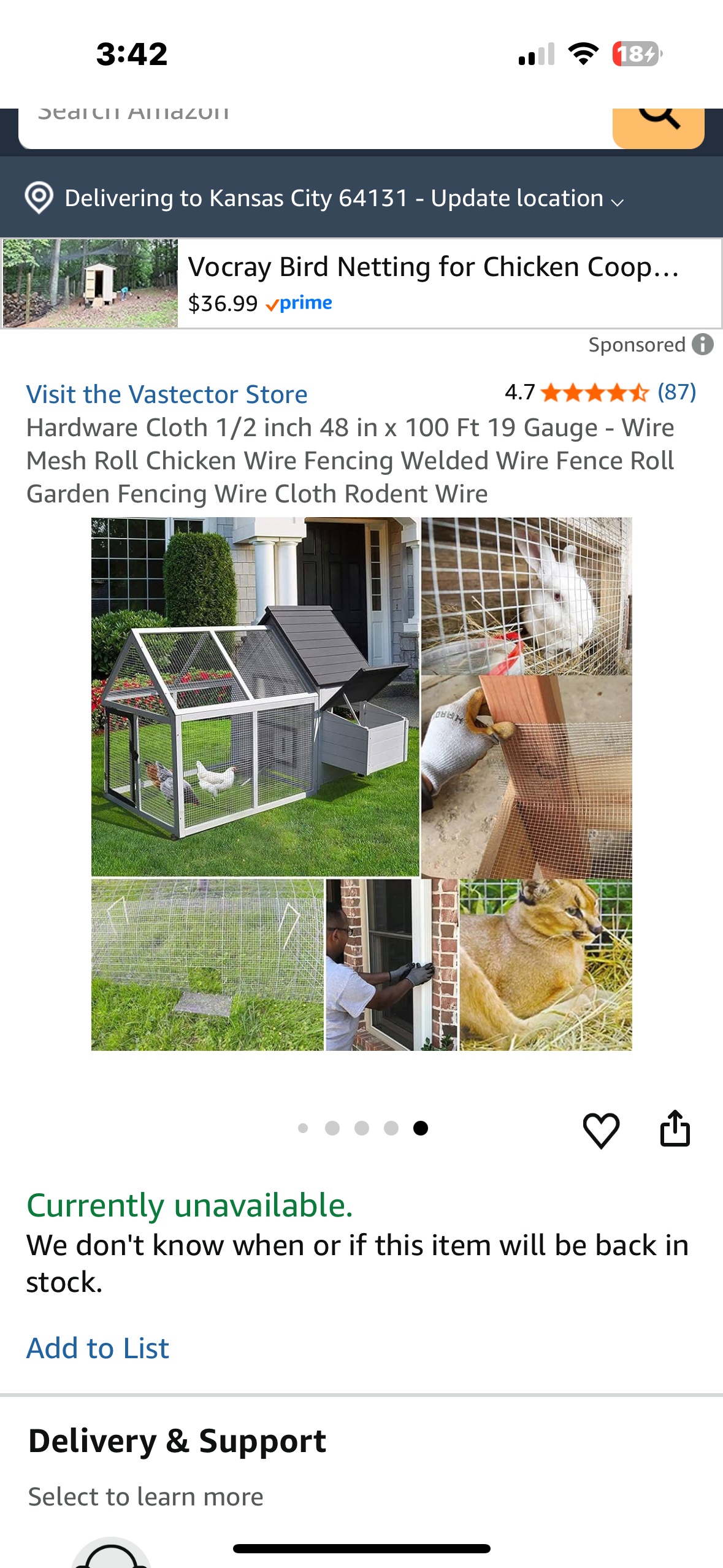 Hardware Cloth 1/2 inch 48 in x 100 Ft 19 Gauge - Welded Wire Fence Roll, Garden Fencing, Rodent Wire, DIY projects (G884)