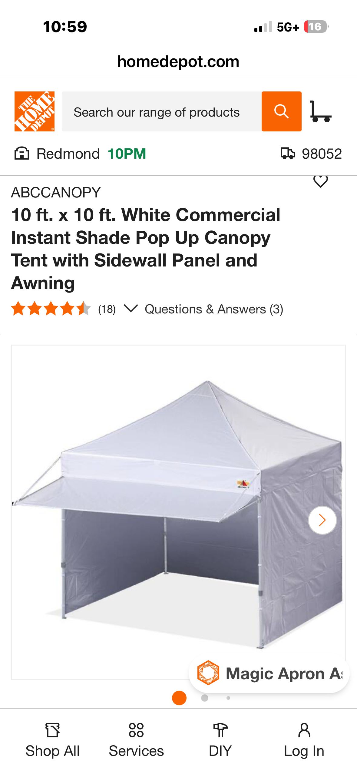 ABCCANOPY 10x10 Pop up Canopy Tent with Sidewalls and Awning, Outdoor Tent for Parties, Market, Commercial Events, WHITE (CP7)