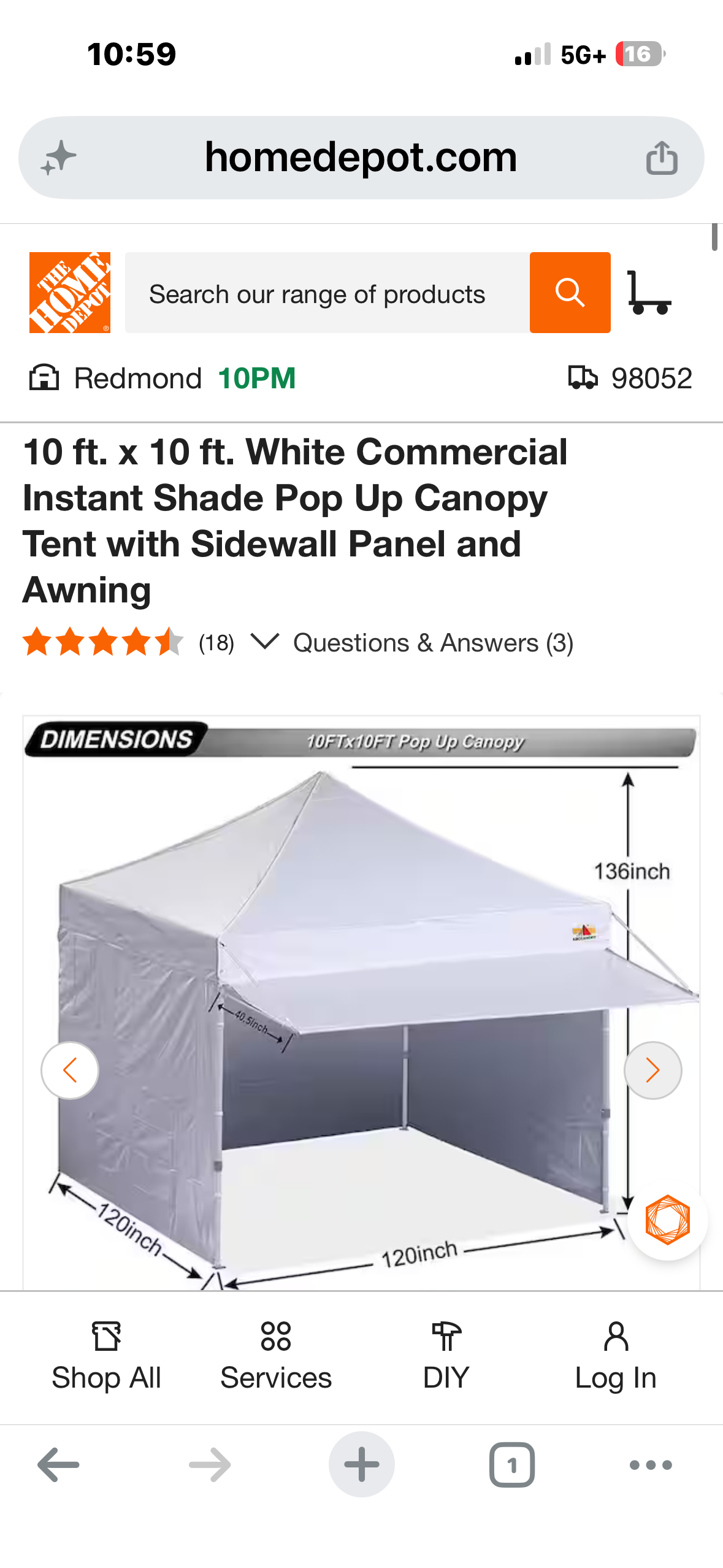 ABCCANOPY 10x10 Pop up Canopy Tent with Sidewalls and Awning, Outdoor Tent for Parties, Market, Commercial Events, WHITE (CP7)