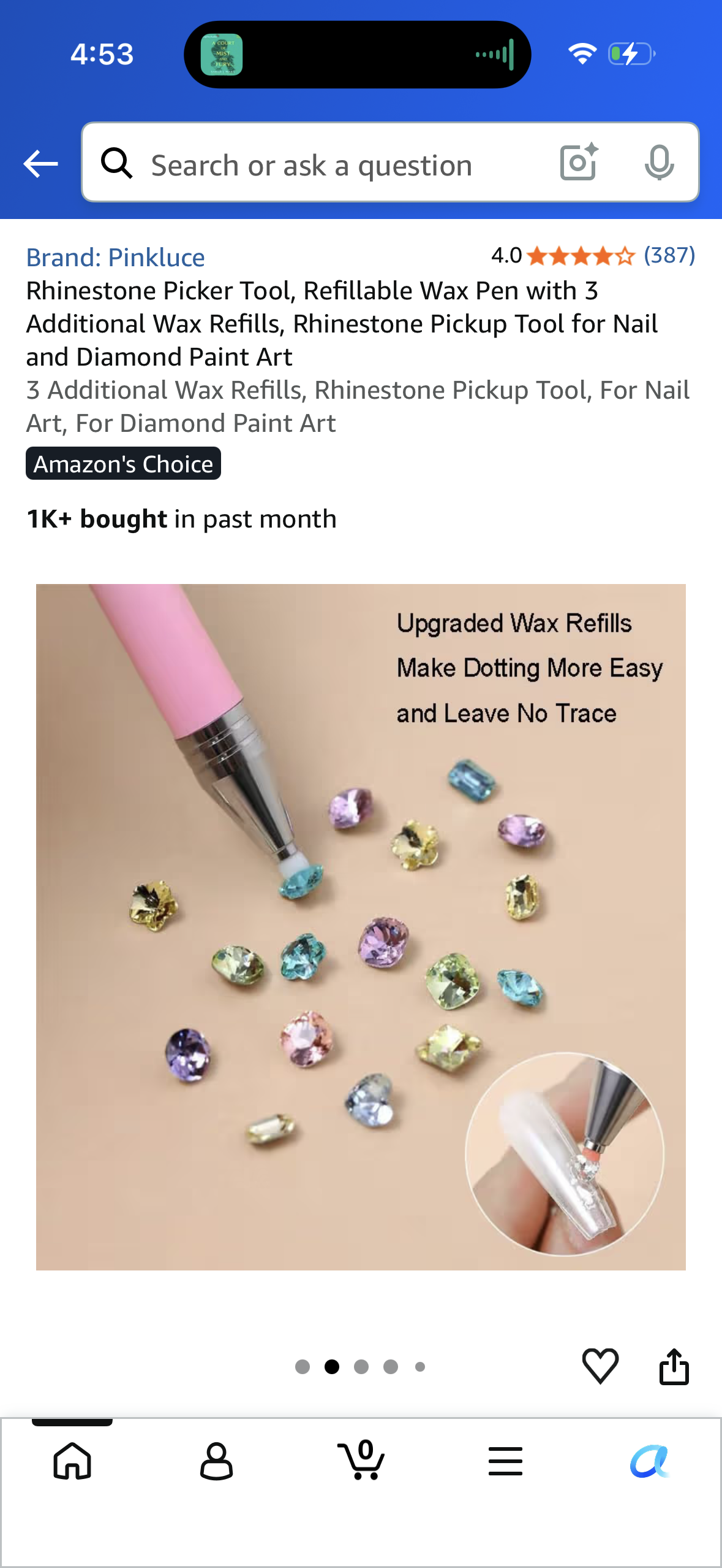 Rhinestone Picker Tool, Refillable Wax Pen with 3 Additional Wax Refills, Rhinestone Pickup Tool for Nail and Diamond Paint Art