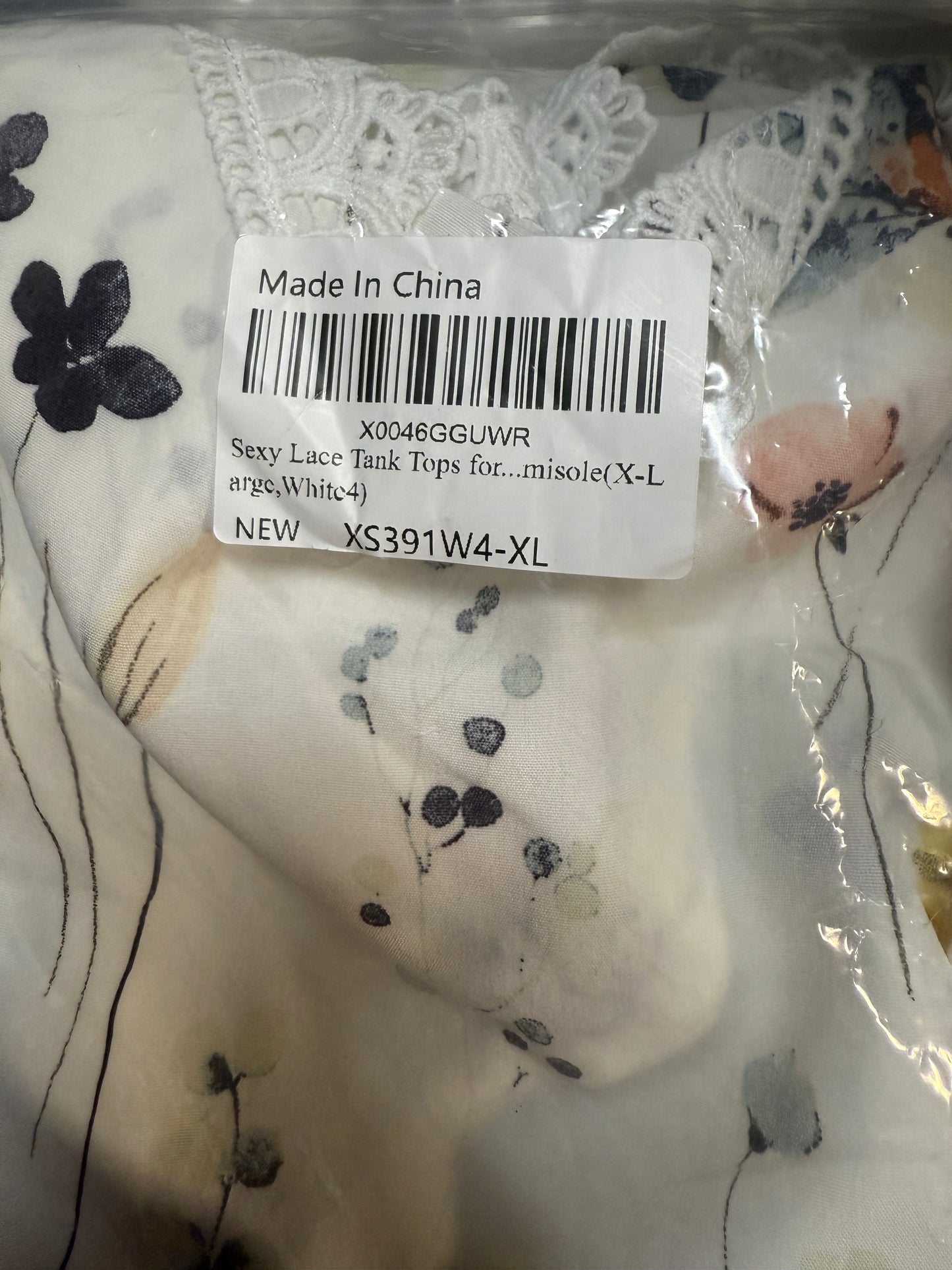 AIMITAG Sexy Lace Tank Tops for Women Summer Lace Splicing Spaghetti Strap Shirt Hollow Out Crochet Floral Print Camisole(Size X-Large)