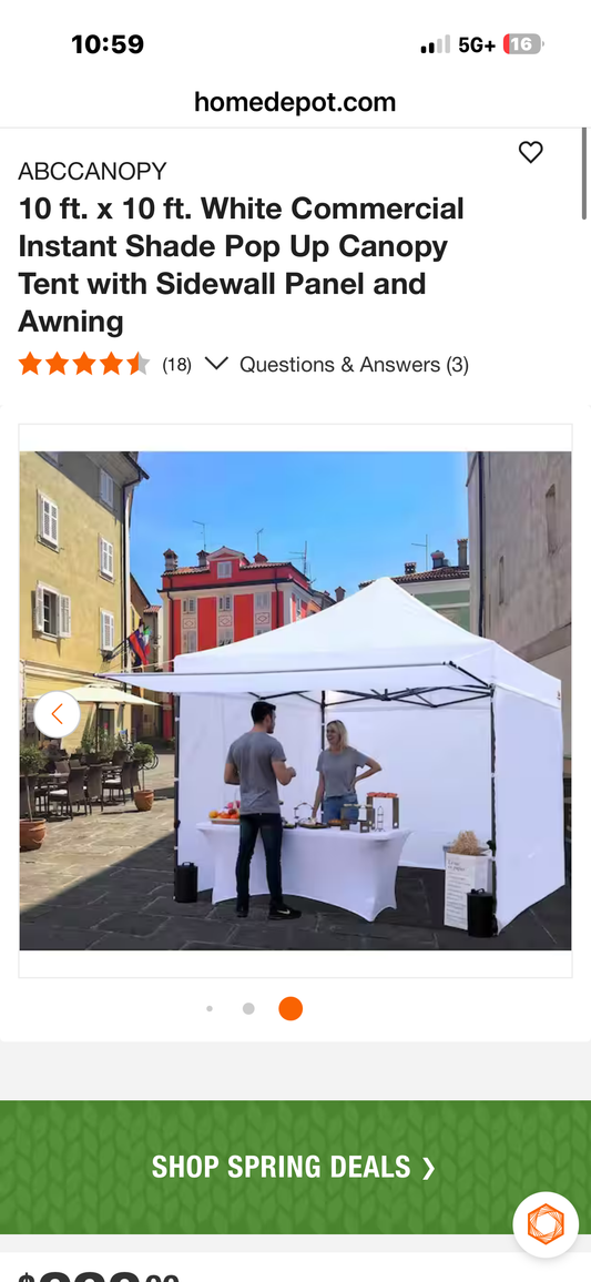 ABCCANOPY 10x10 Pop up Canopy Tent with Sidewalls and Awning, Outdoor Tent for Parties, Market, Commercial Events, WHITE (CP7)