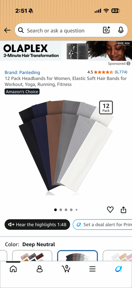 12 Pack Headbands for Women, Elastic Soft Hair Bands for Workout, Yoga, Running, Fitness