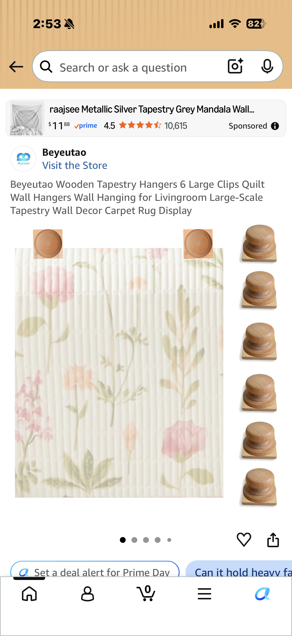 Beyeutao Wooden Tapestry Hangers 6 Large Clips Quilt Wall Hangers Wall Hanging for Livingroom Large-Scale Tapestry Wall Decor Carpet Rug Display