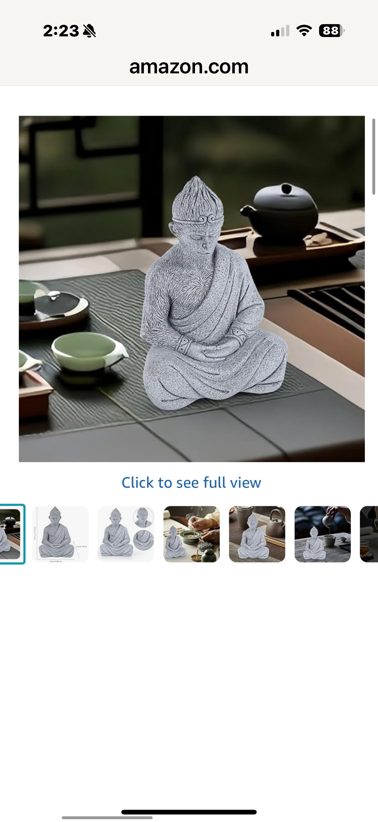 Feng Shui Prayer Monkey Statue, 5.47" Zen Meditating Sun Wukong Sculpture with Alloy Magic Staff, Handcrafted Buddha Tea Pet for Home, Garden, Aquarium & Yoga Decor Gift