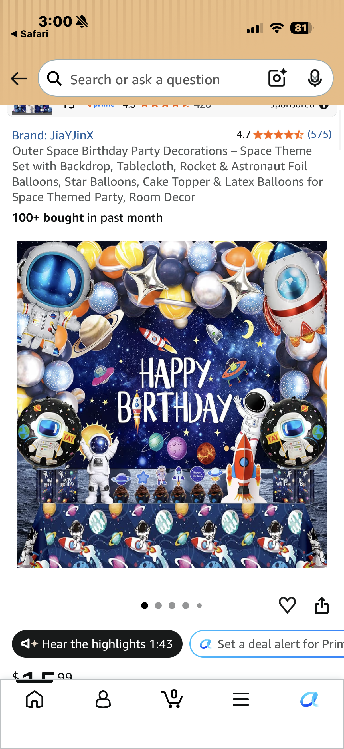 Outer Space Birthday Party Decorations – Space Theme Set with Backdrop, Tablecloth, Rocket & Astronaut Foil Balloons, Star Balloons, Cake Topper & Latex Balloons for Space Themed Party, Room Decor