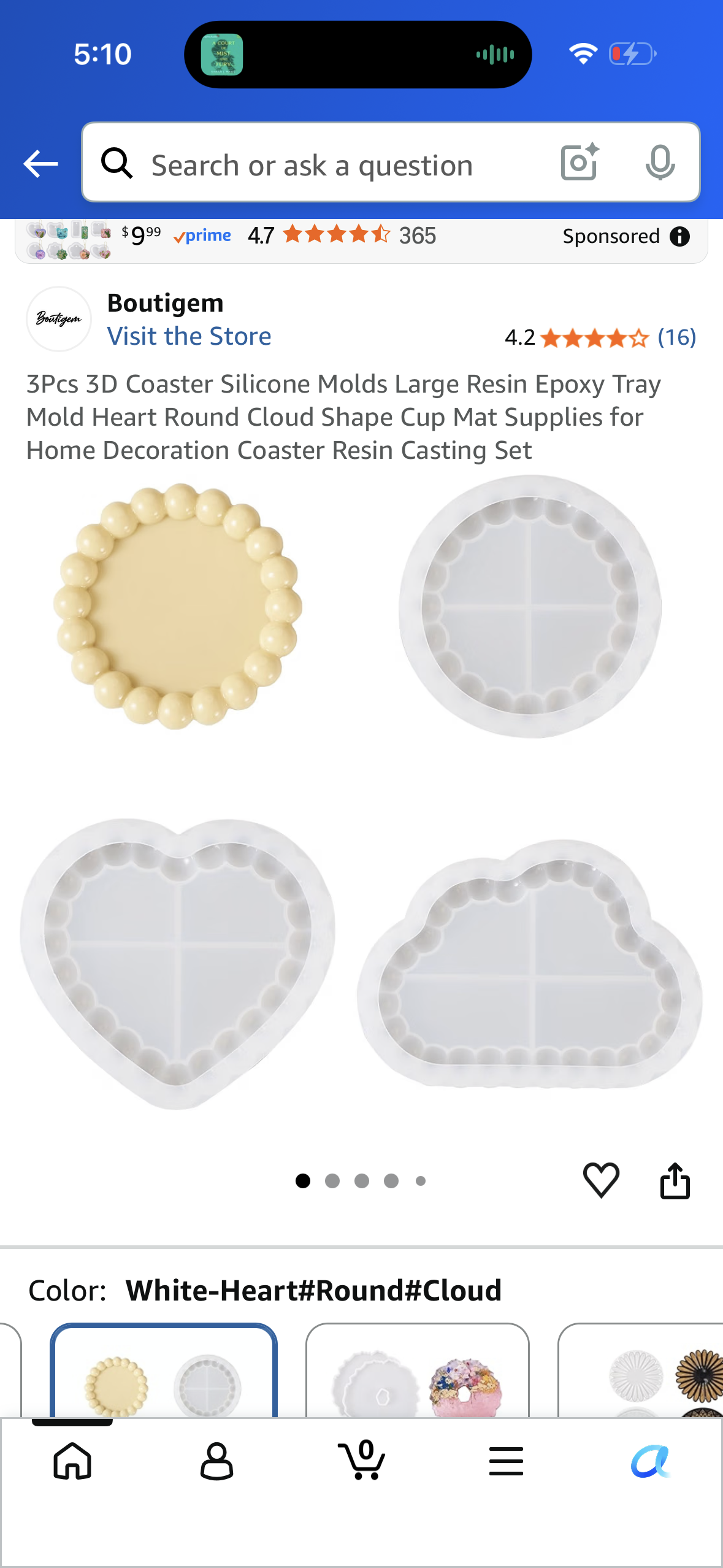 3Pcs 3D Coaster Silicone Molds Large Resin Epoxy Tray Mold Heart Round Cloud Shape Cup Mat Supplies for Home Decoration Coaster Resin Casting Set