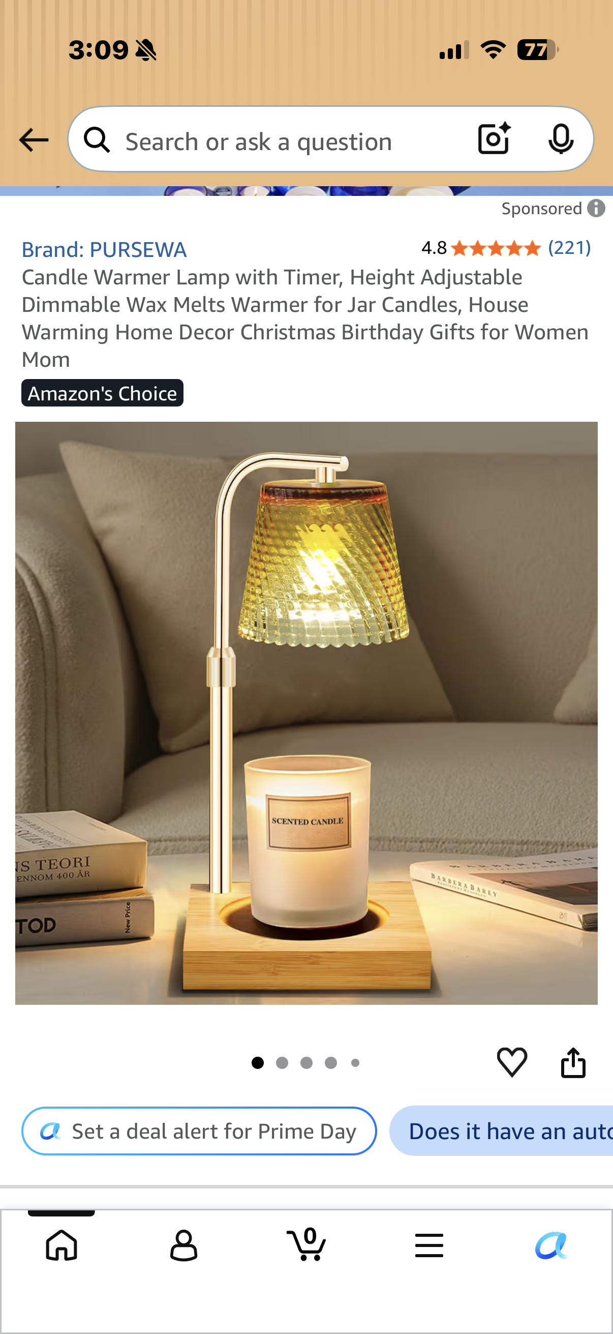 Candle Warmer Lamp with Timer, Height Adjustable Dimmable Wax Melts Warmer for Jar Candles, House Warming Home Decor Christmas Birthday Gifts for Women Mom