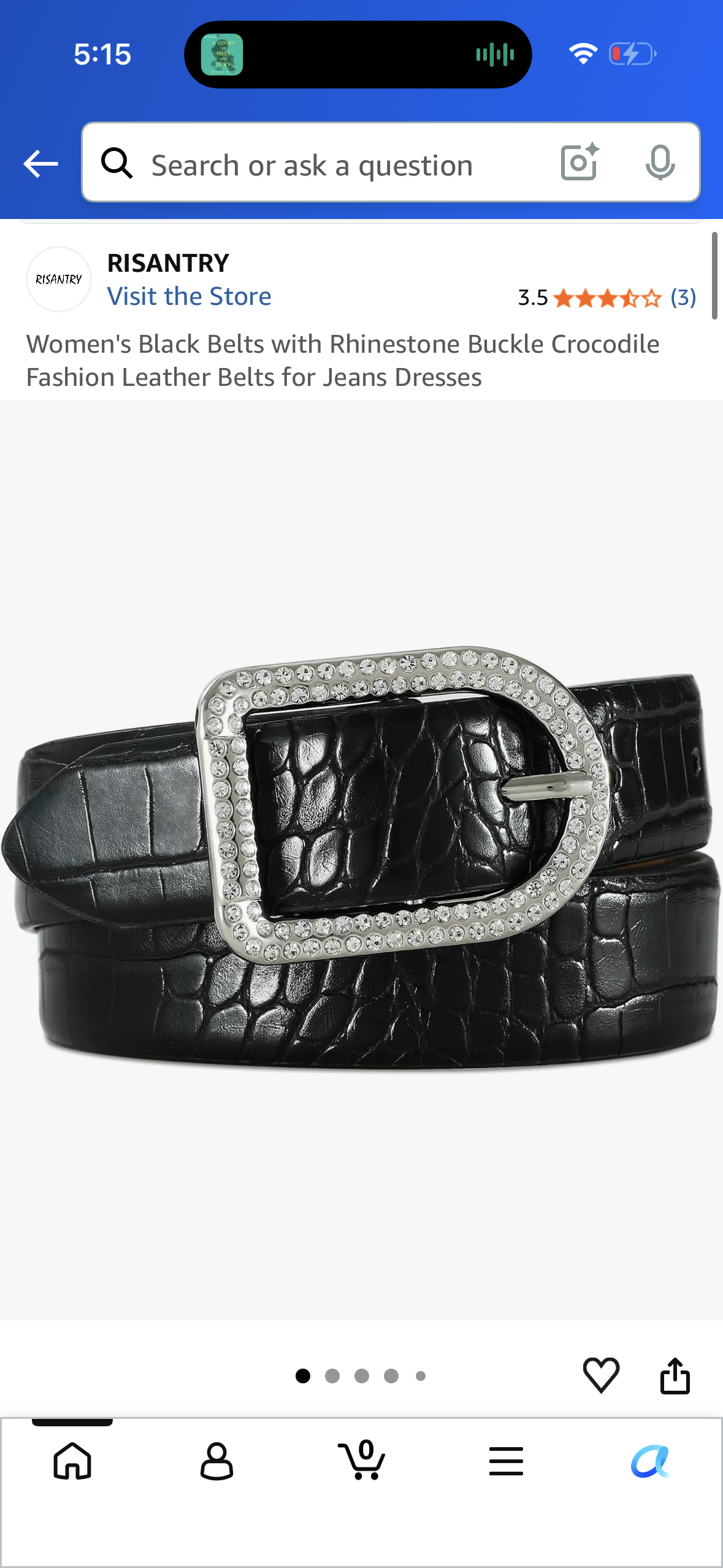 Women's Black Belts with Rhinestone Buckle Crocodile Fashion Leather Belts for Jeans Dresses