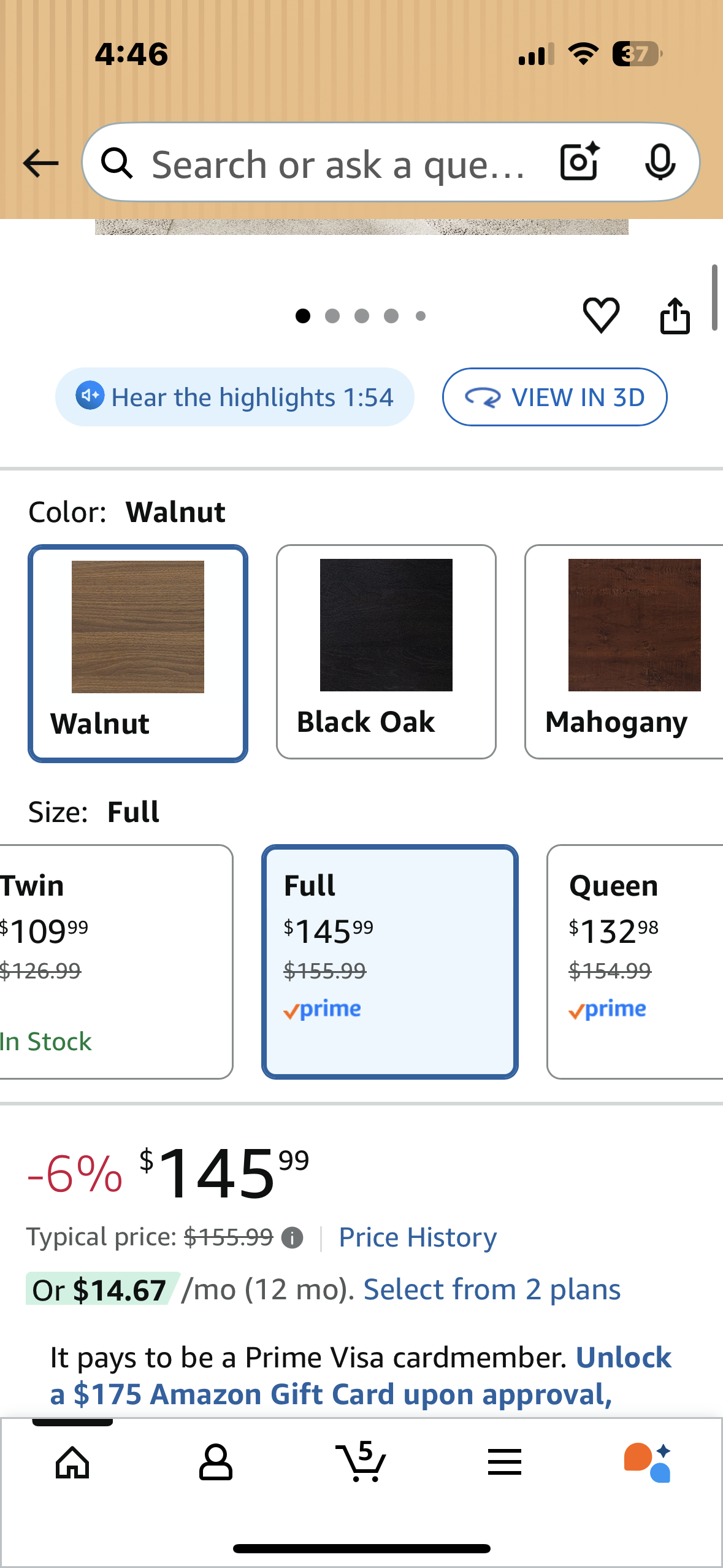 Allewie Full Size Platform Bed Frame with Wooden Headboard and Footboard, Heavy Duty 12 Metal Slats Support, No Box Spring Needed, Under-Bed Storage, Noise Free, Easy Assembly, Walnut (B1129)