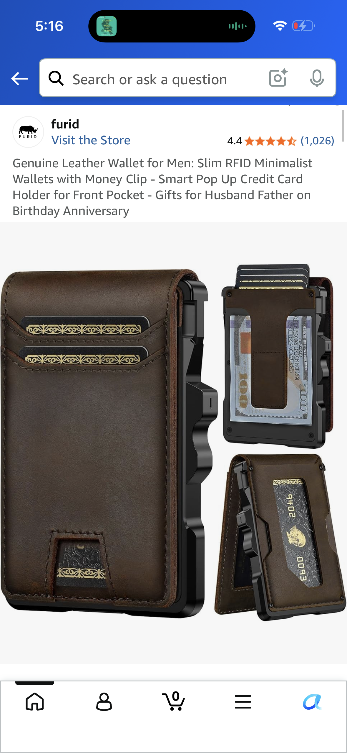 Genuine Leather Wallet for Men: Slim RFID Minimalist Wallets with Money Clip - Smart Pop Up Credit Card Holder for Front Pocket - Gifts for Husband Father on Birthday Anniversary