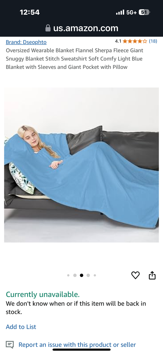 Dseophto Oversized Wearable Blanket Flannel Sherpa Fleece Giant Snuggy Blanket with Sleeves and Giant Pocket with pillow