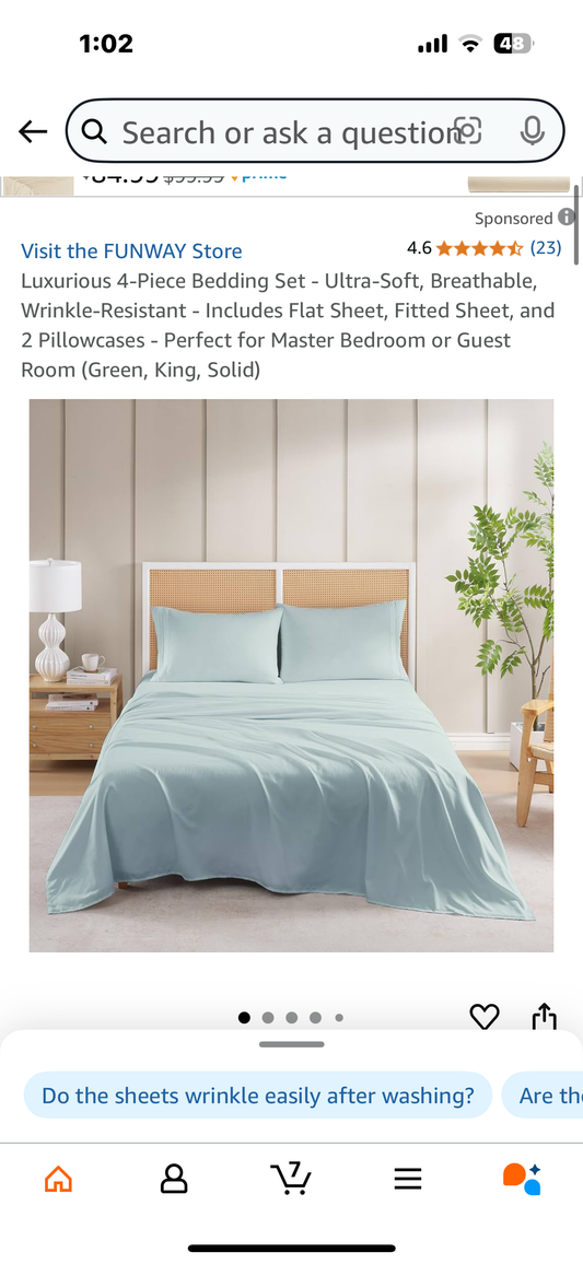 Luxurious 4-Piece Bedding Set - Ultra-Soft, Breathable, Wrinkle-Resistant - Includes Flat Sheet, Fitted Sheet, and 2 Pillowcases - Perfect for Master Bedroom or Guest Room (Green, King, Solid