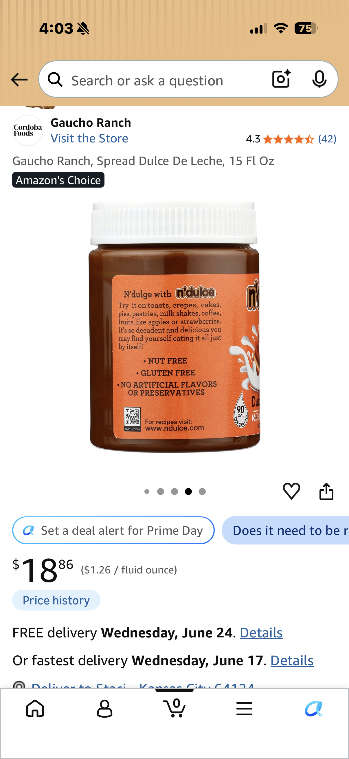 Gaucho Ranch, Spread Dulce De Leche, 15 Fl Oz