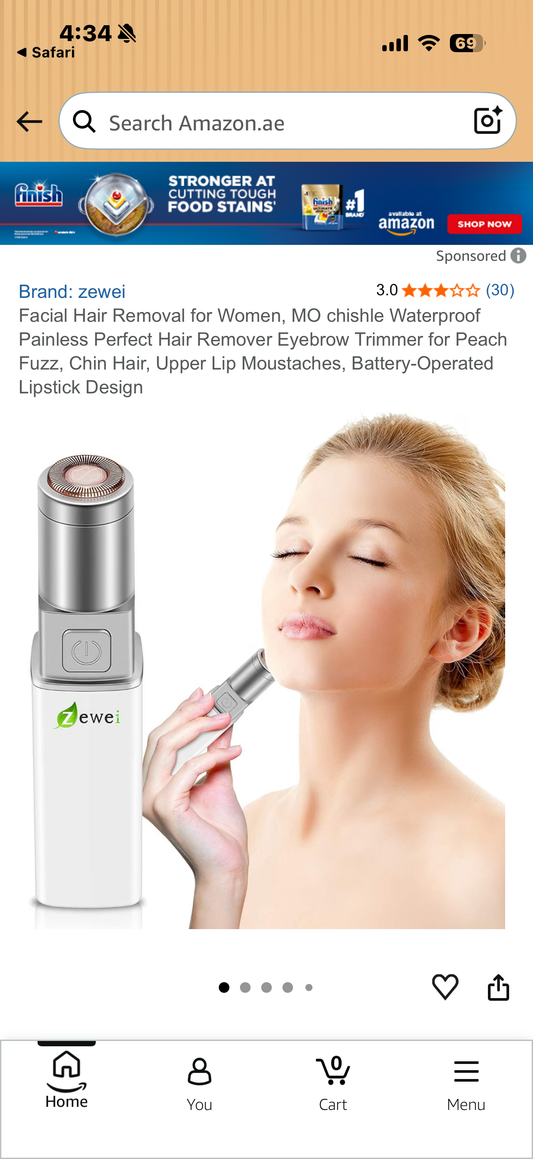 Facial Hair Removal for Women, MO chishle Waterproof Painless Perfect Hair Remover Eyebrow Trimmer for Peach Fuzz, Chin Hair, Upper Lip Moustaches, Battery-Operated Lipstick Design