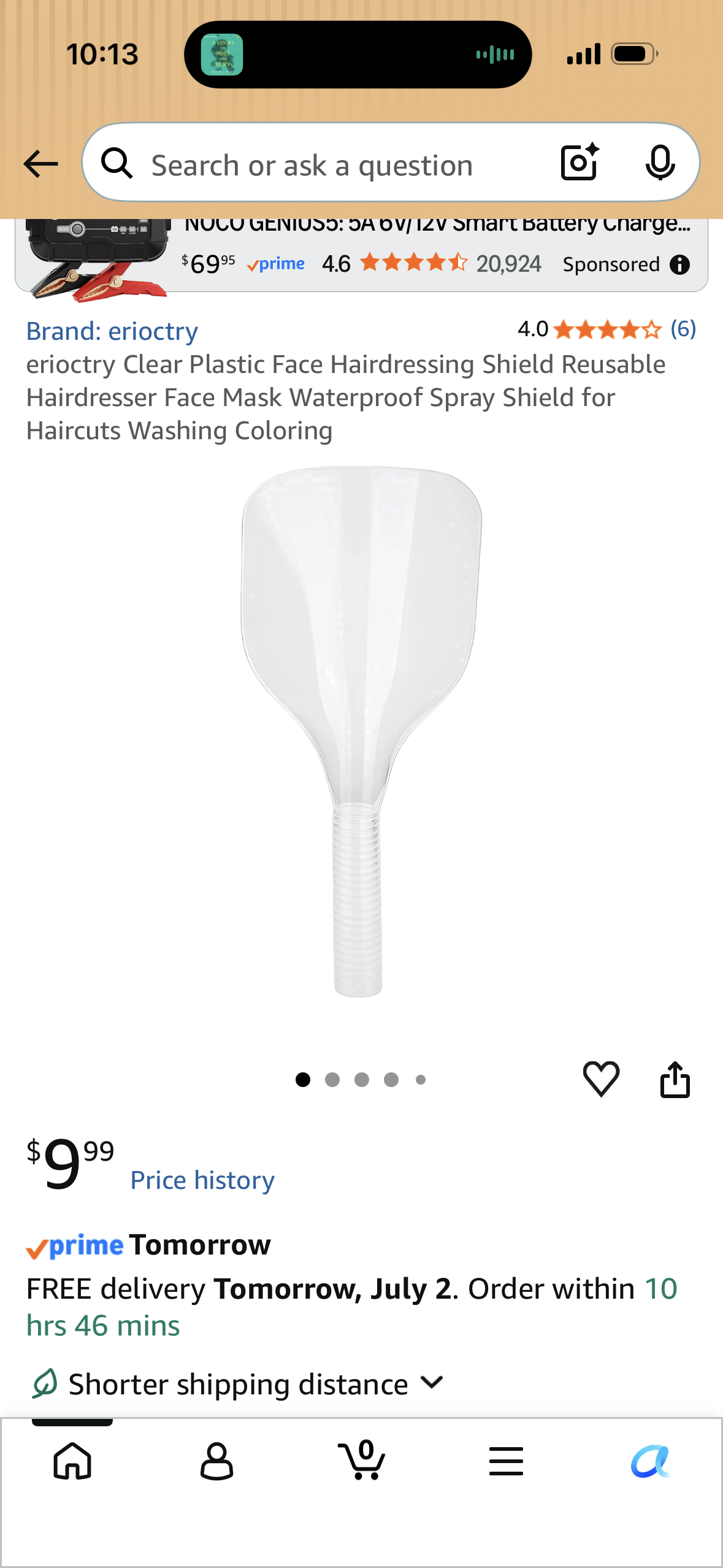erioctry Clear Plastic Face Hairdressing Shield Reusable Hairdresser Face Mask Waterproof Spray Shield for Haircuts Washing Coloring