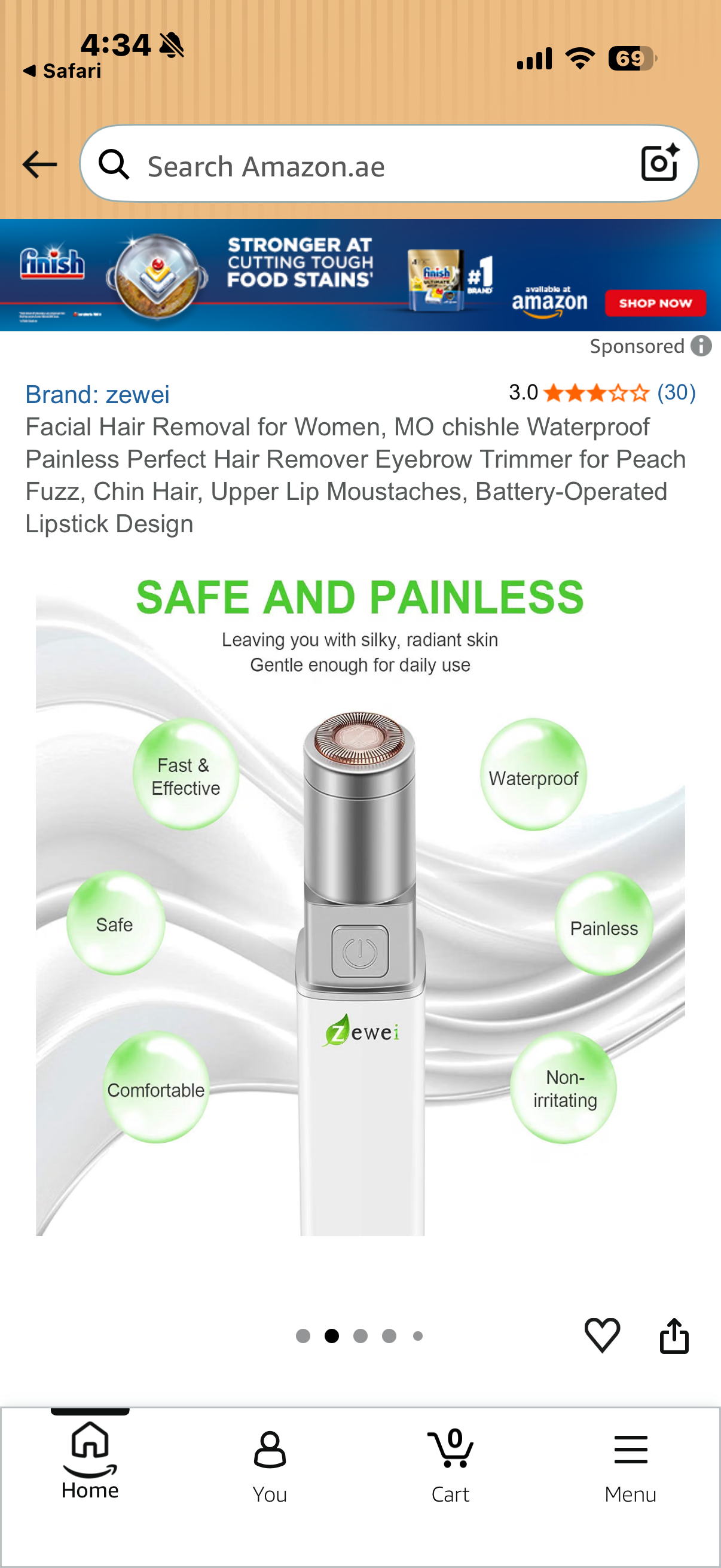 Facial Hair Removal for Women, MO chishle Waterproof Painless Perfect Hair Remover Eyebrow Trimmer for Peach Fuzz, Chin Hair, Upper Lip Moustaches, Battery-Operated Lipstick Design