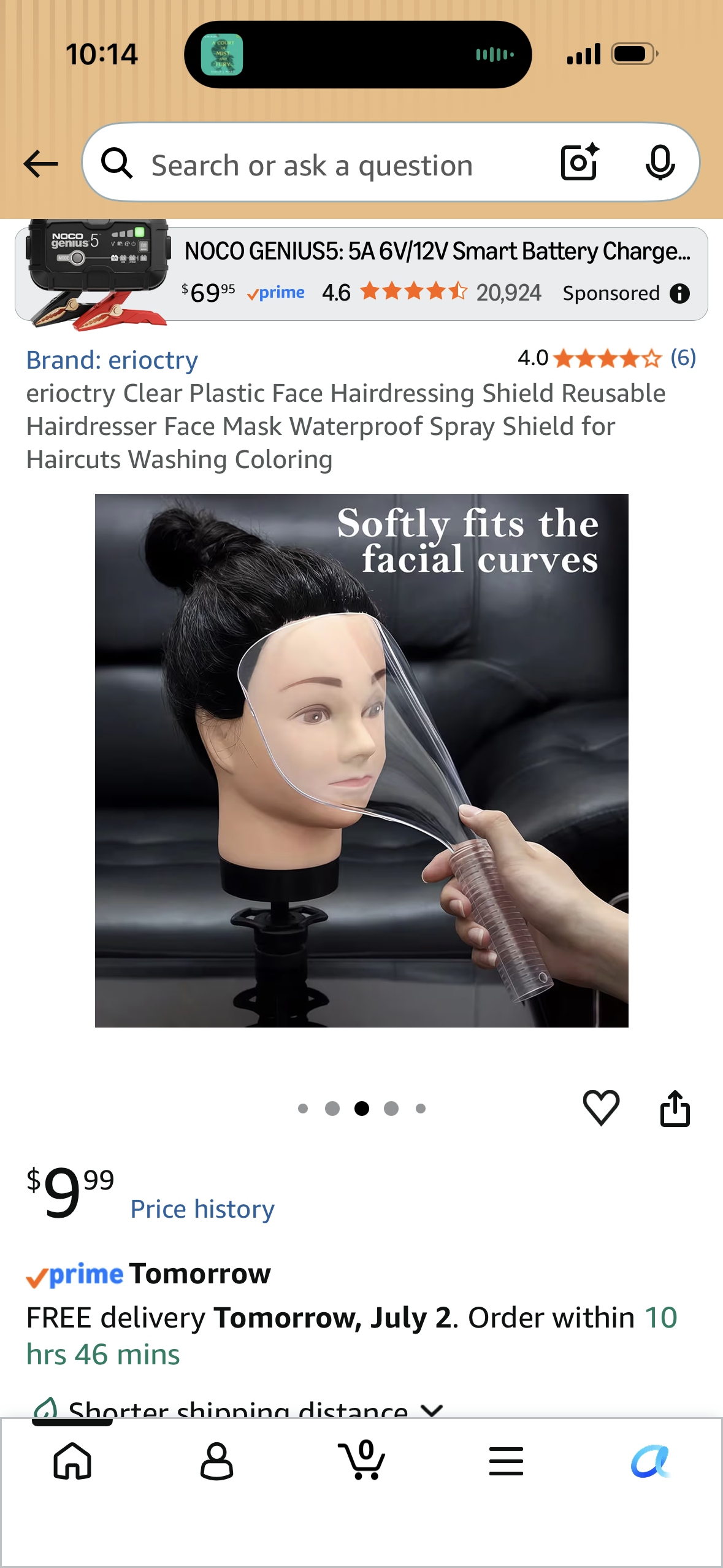 erioctry Clear Plastic Face Hairdressing Shield Reusable Hairdresser Face Mask Waterproof Spray Shield for Haircuts Washing Coloring