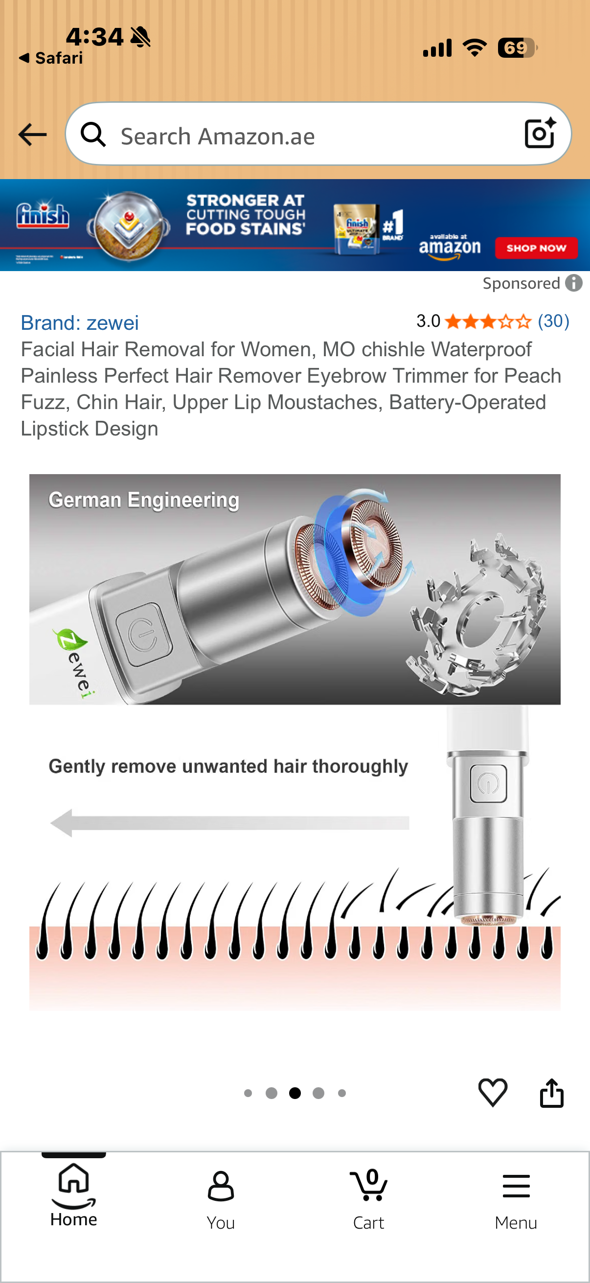 Facial Hair Removal for Women, MO chishle Waterproof Painless Perfect Hair Remover Eyebrow Trimmer for Peach Fuzz, Chin Hair, Upper Lip Moustaches, Battery-Operated Lipstick Design