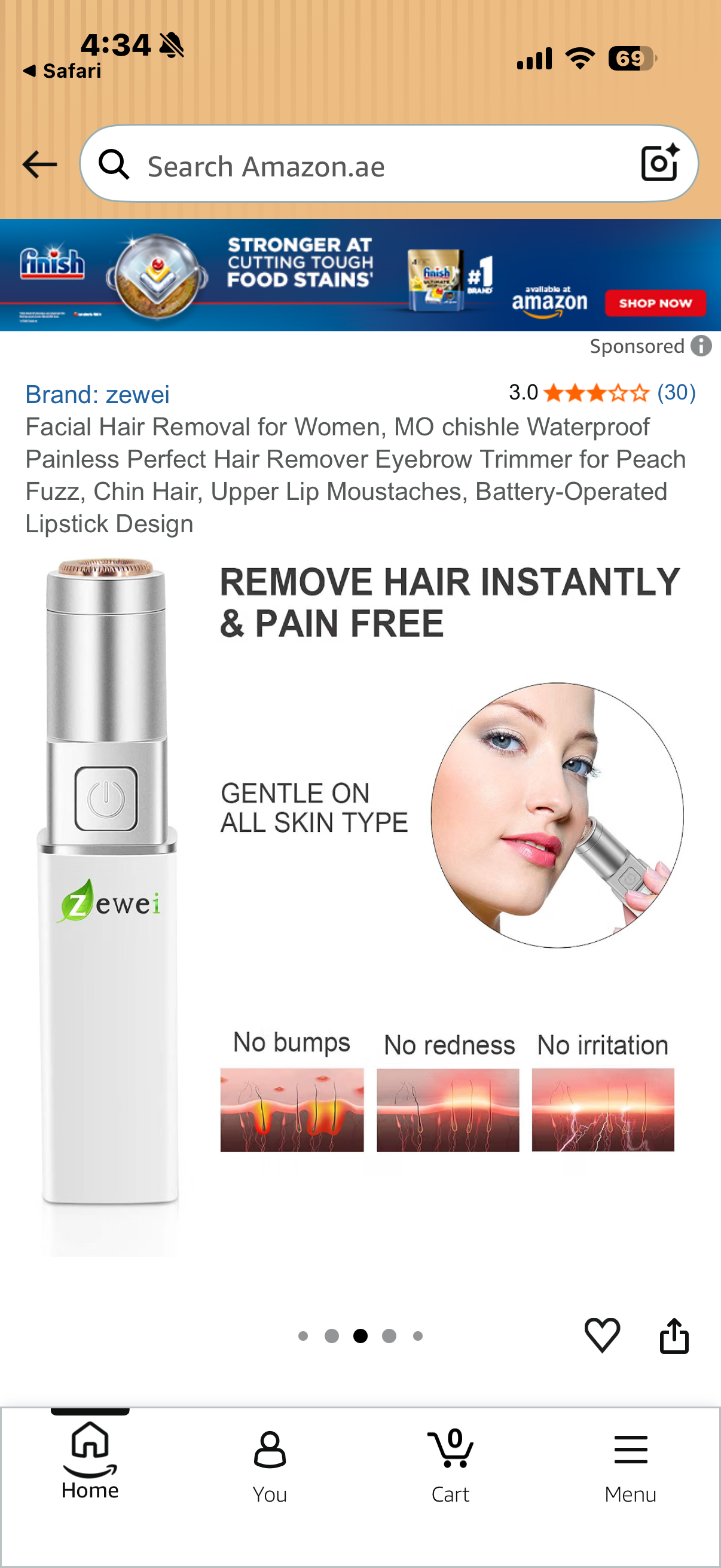 Facial Hair Removal for Women, MO chishle Waterproof Painless Perfect Hair Remover Eyebrow Trimmer for Peach Fuzz, Chin Hair, Upper Lip Moustaches, Battery-Operated Lipstick Design