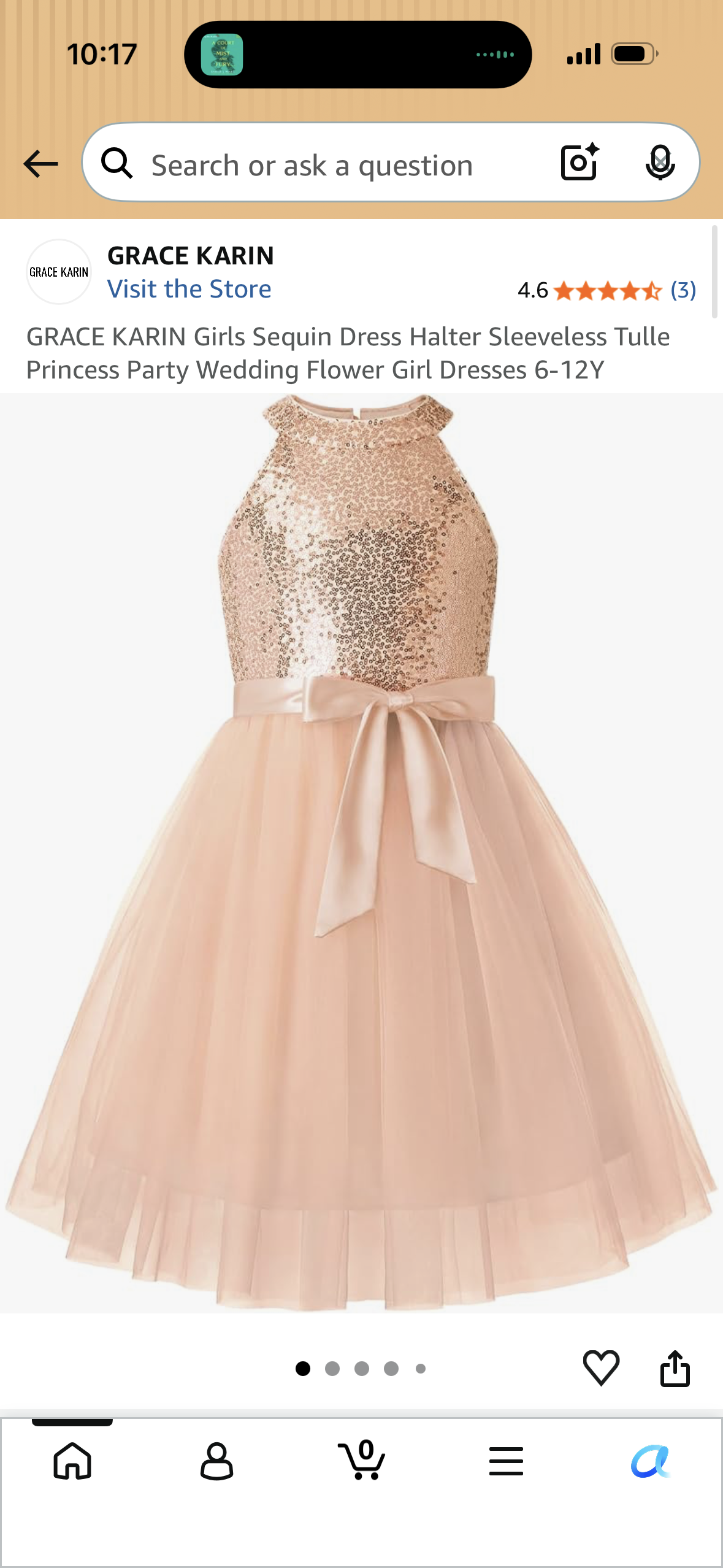 GRACE KARIN Girls Sequin Dress Halter Sleeveless Tulle Princess Party Wedding Flower Girl Dresses (Size 8 Years)