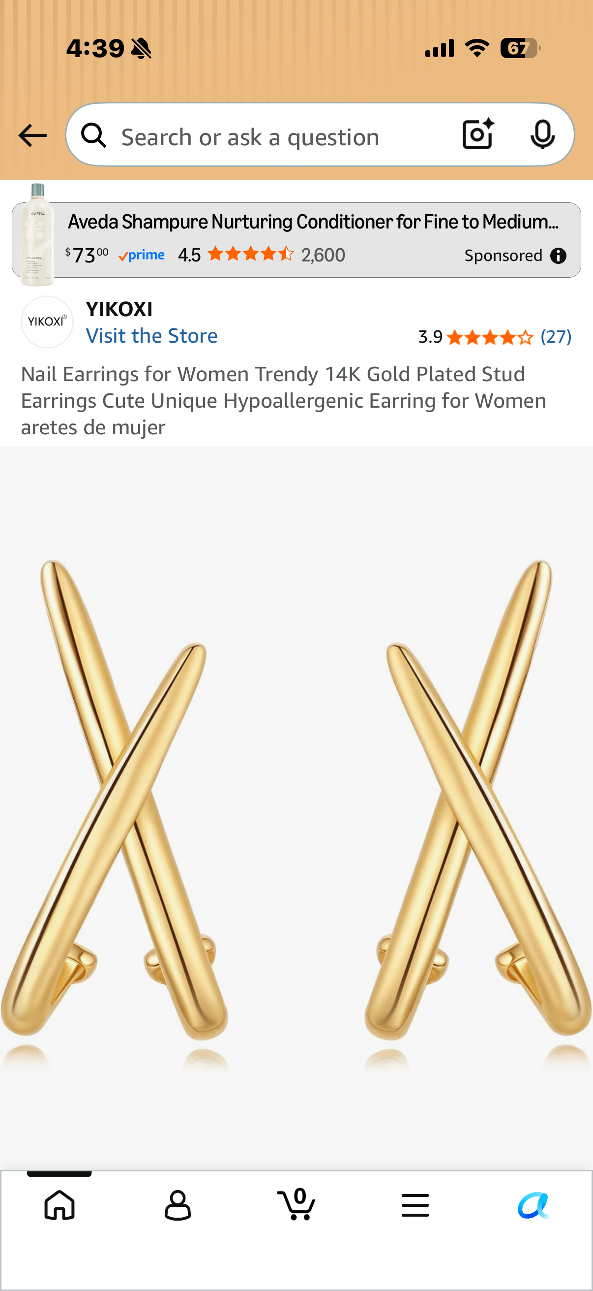 Nail Earrings for Women Trendy 14K Gold Plated Stud Earrings Cute Unique Hypoallergenic Earring for Women aretes de mujer