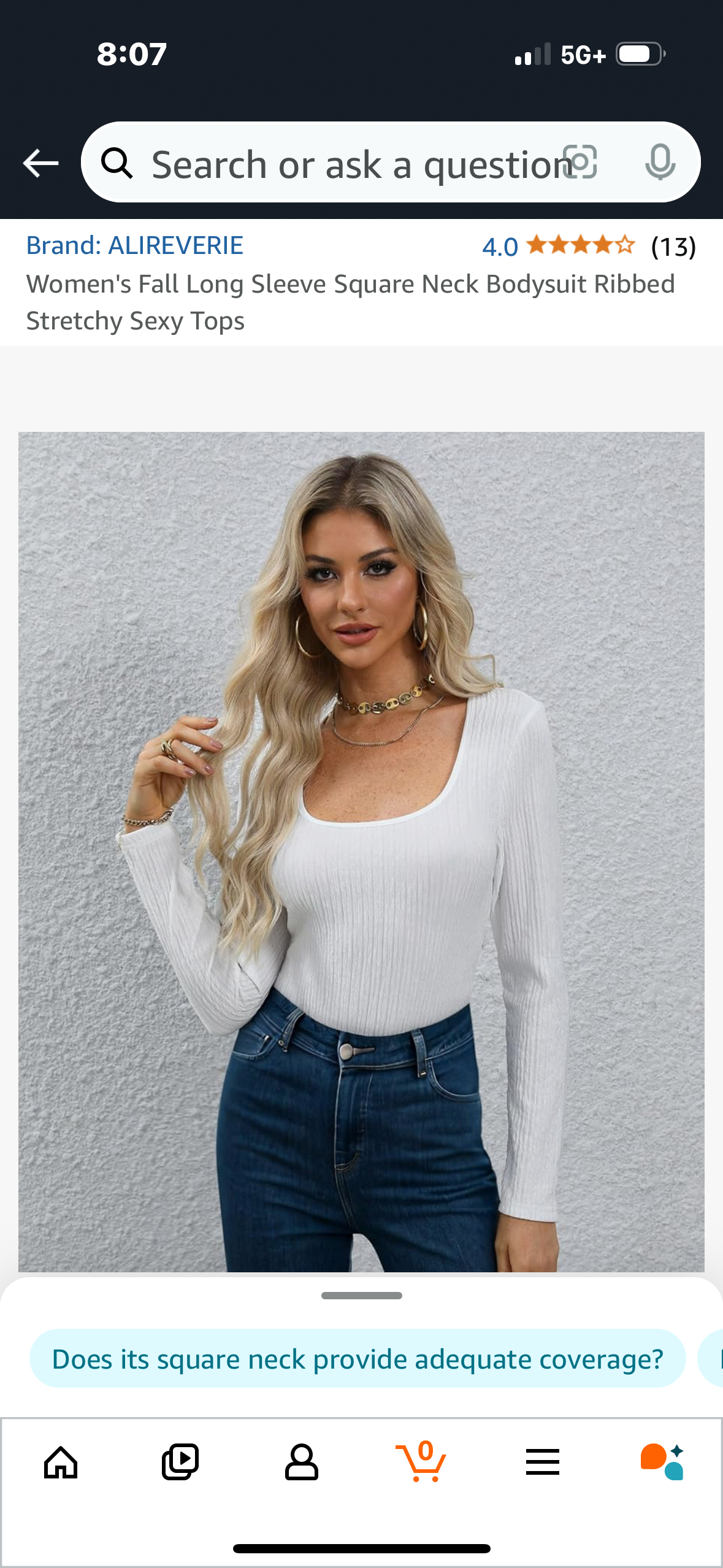 Women's Fall Long Sleeve Square Neck Bodysuit Ribbed Stretchy Tops Size Large
