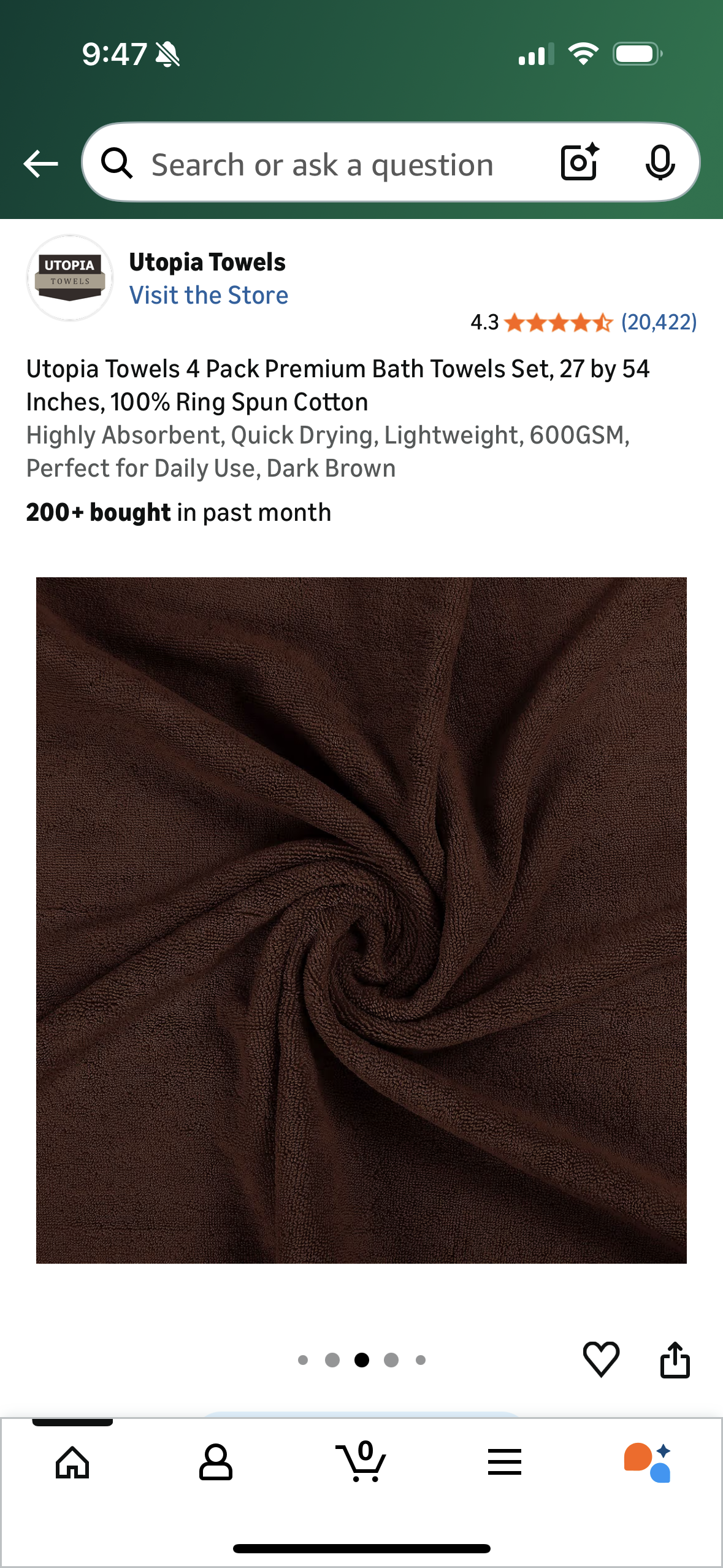 Utopia Towels 4 Pack Premium Bath Towels Set, 27 by 54 Inches, 100% Ring Spun Cotton Highly Absorbent, Quick Drying, Lightweight, 600GSM, Perfect for Daily Use, Dark Brown
