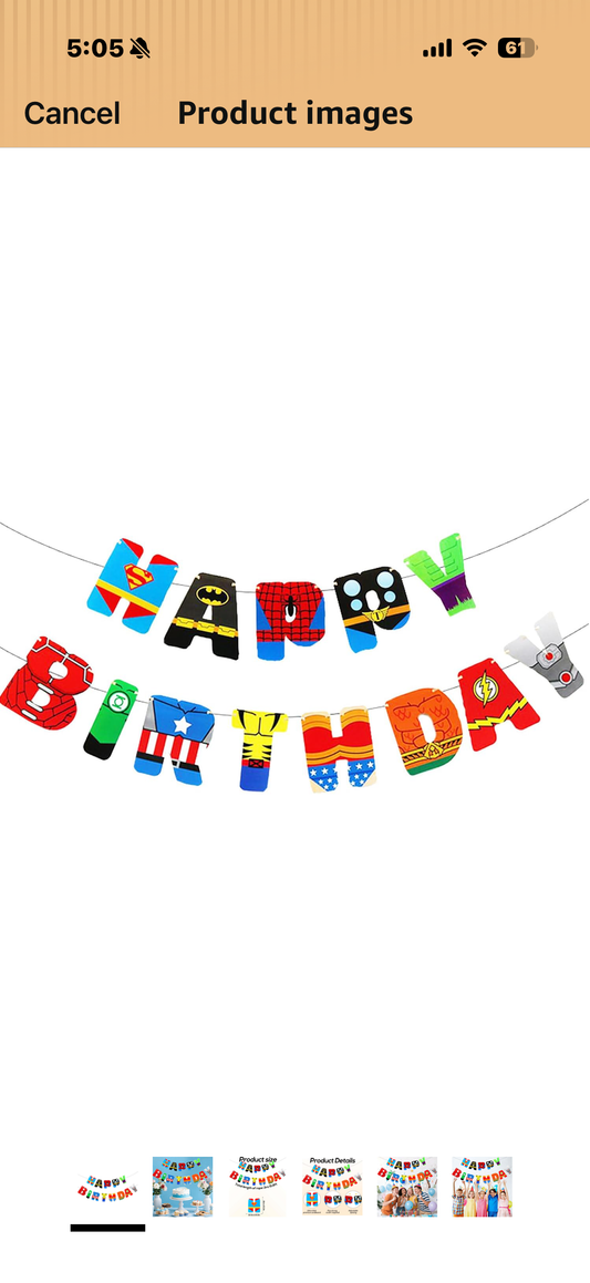 Superheroes Birthday Decorations and Photo Booth includes banner, balloons, and Photo Booth