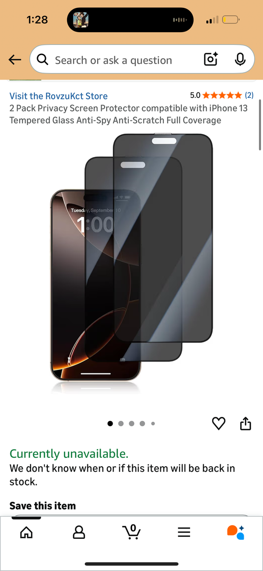 RovzuKct 2 Pack Privacy Screen Protector compatible with iPhone 13 Tempered Glass Anti-Spy Anti-Scratch Full Coverage