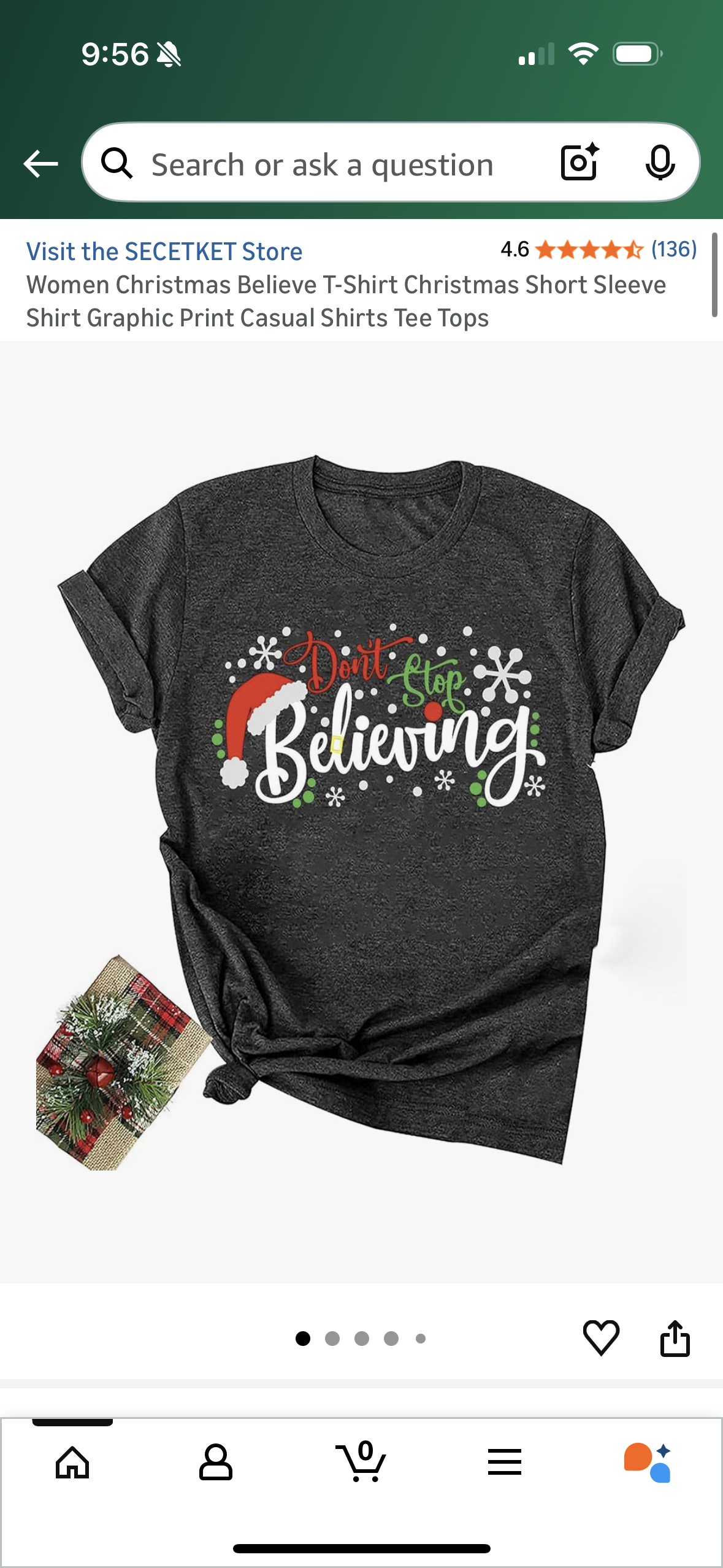 Women Christmas Don’t Stop Believing Graphic T-Shirt (Size Small)