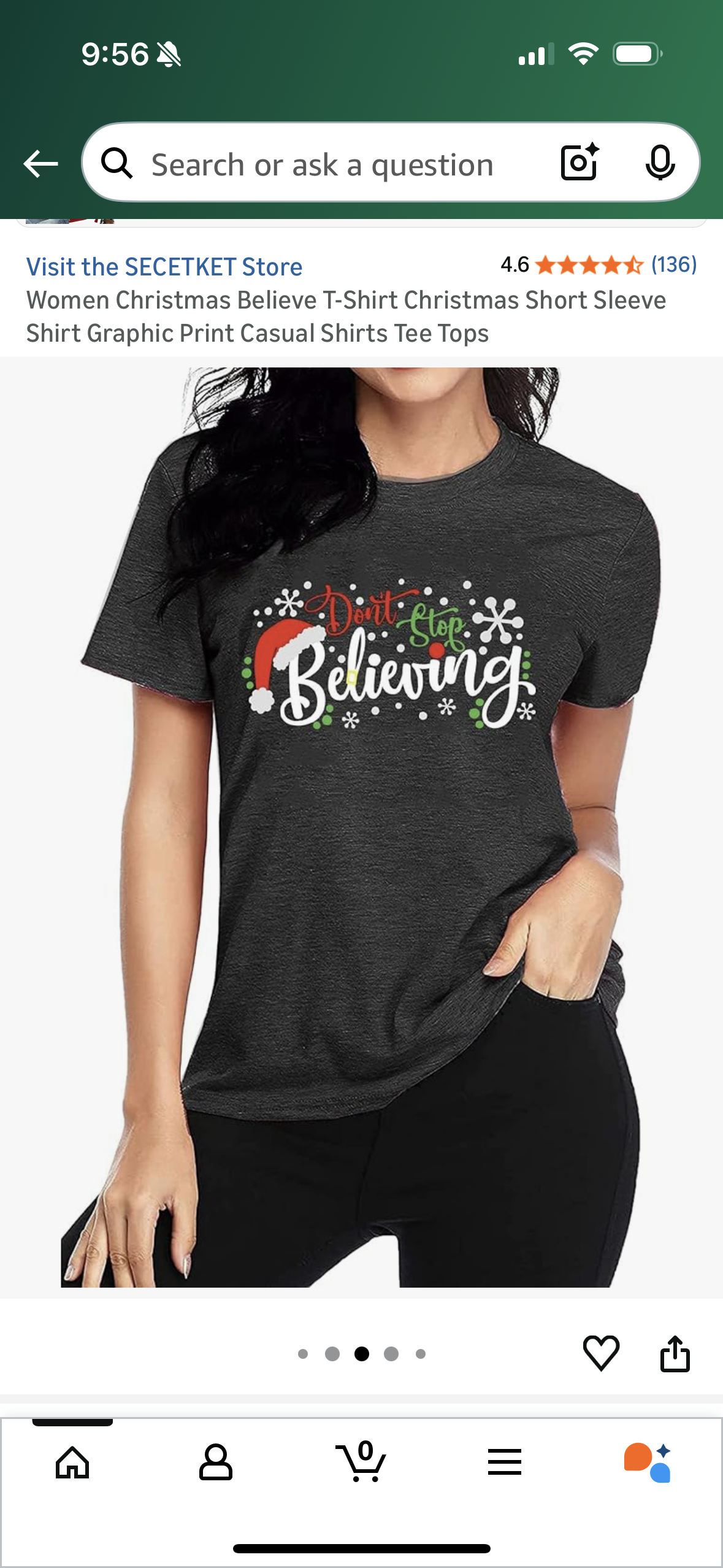 Women Christmas Don’t Stop Believing Graphic T-Shirt (Size Small)