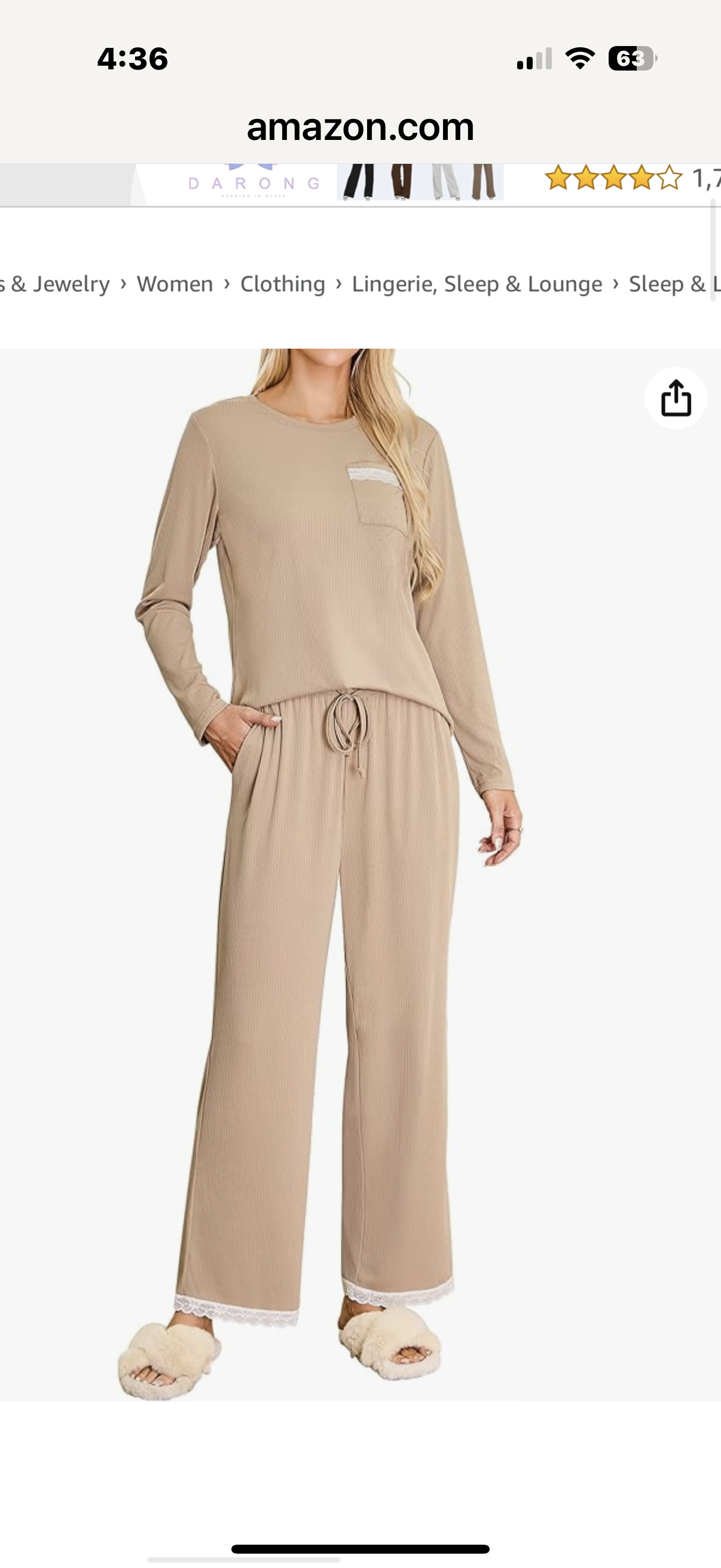 BMJL Womens Pajama Sets Long Sleeve Lounge Sets with Pocket Ribbed Knit Pj Sets (Size Medium )