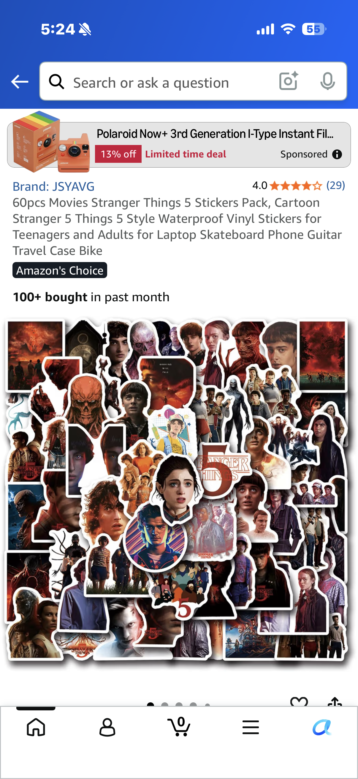60pcs Movies Stranger Things 5 Stickers Pack, Cartoon Stranger 5 Things 5 Style Waterproof Vinyl Stickers for Teenagers and Adults for Laptop Skateboard Phone Guitar Travel Case Bike