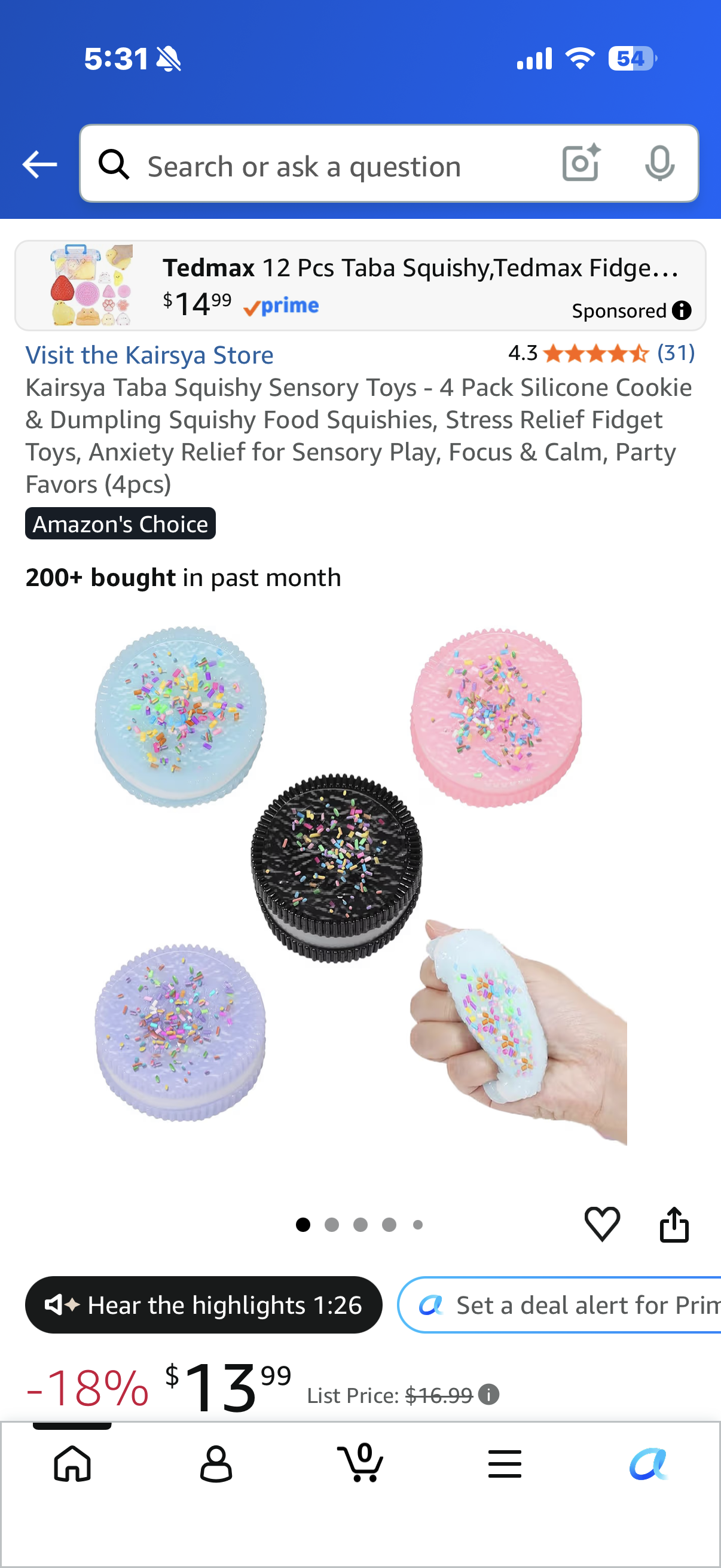 Squishy Sensory Toys - 4 Pack Silicone Cookie & Dumpling Squishy Food Squishies, Stress Relief Fidget Toys, Anxiety Relief for Sensory Play, Focus & Calm, Party Favors (4pcs)