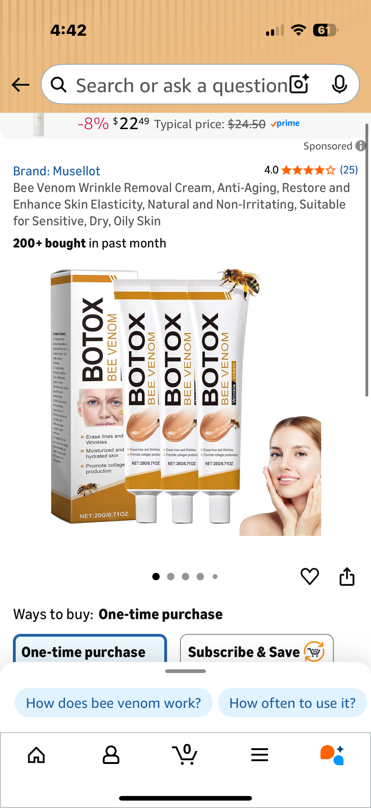 Bee Venom Wrinkle Removal Cream, Anti-Aging, Restore and Enhance Skin Elasticity, Natural and Non-Irritating, Suitable for Sensitive, Dry, Oily Skin