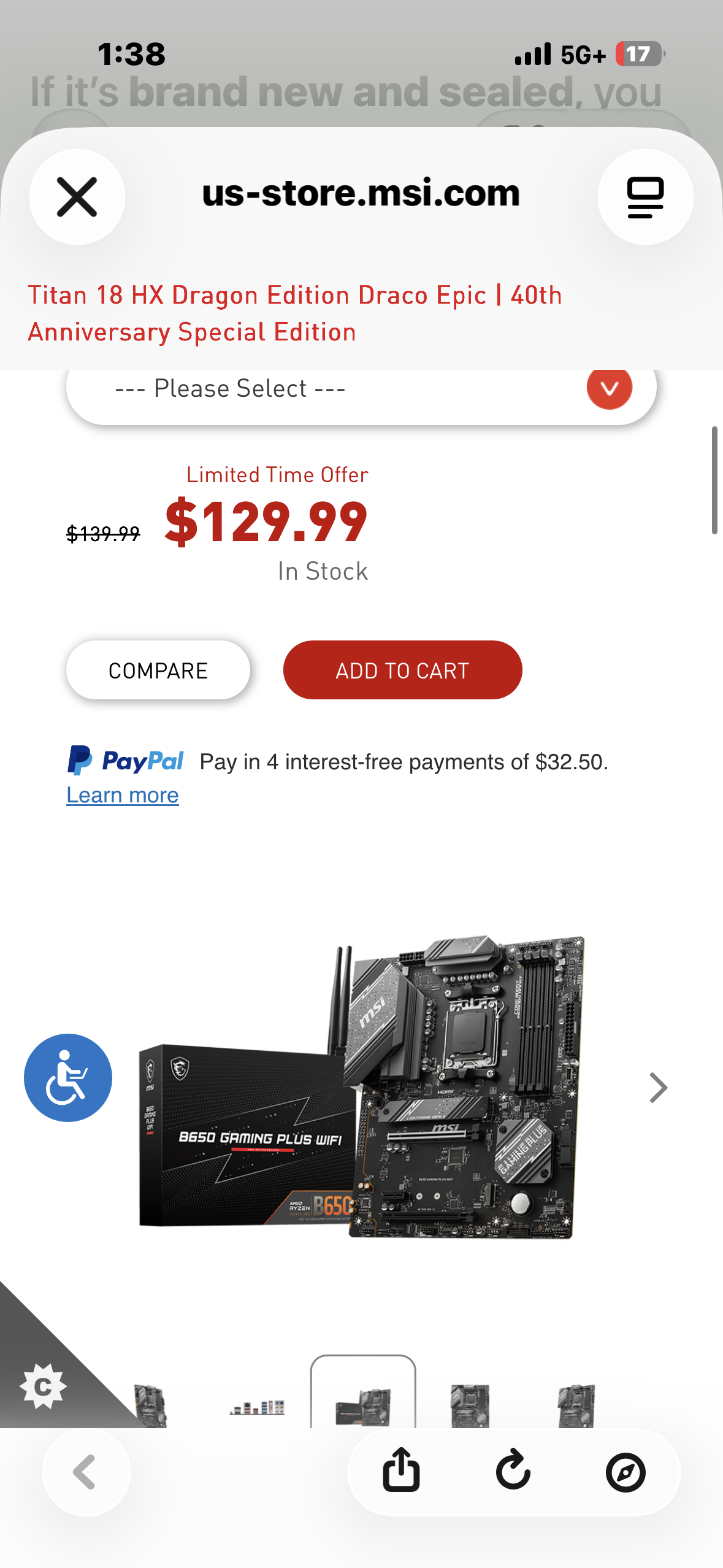 MSI B650 Gaming Plus WiFi Gaming Motherboard (AMD AM5, ATX, DDR5, PCle 4.0, M.2, SATA 6Gb/s, USB 3.2 Gen 2, HDMI/DP, Wi-Fi 6E, Bluetooth 5.3, AMD Ryzen 7000 Series Desktop Processors)