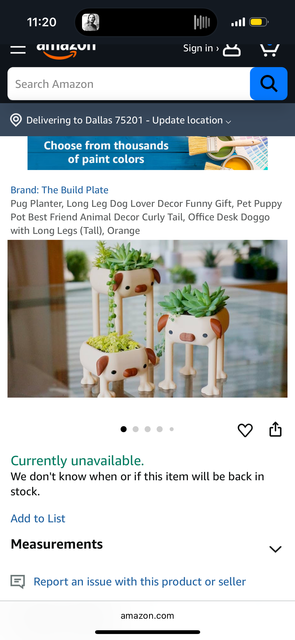 The Build Plate Pug Planter, Long Leg Dog Lover Decor Funny Gift, Pet Puppy Pot Best Friend Animal Decor Curly Tail, Office Desk Doggo with Long Legs (Tall), Orange