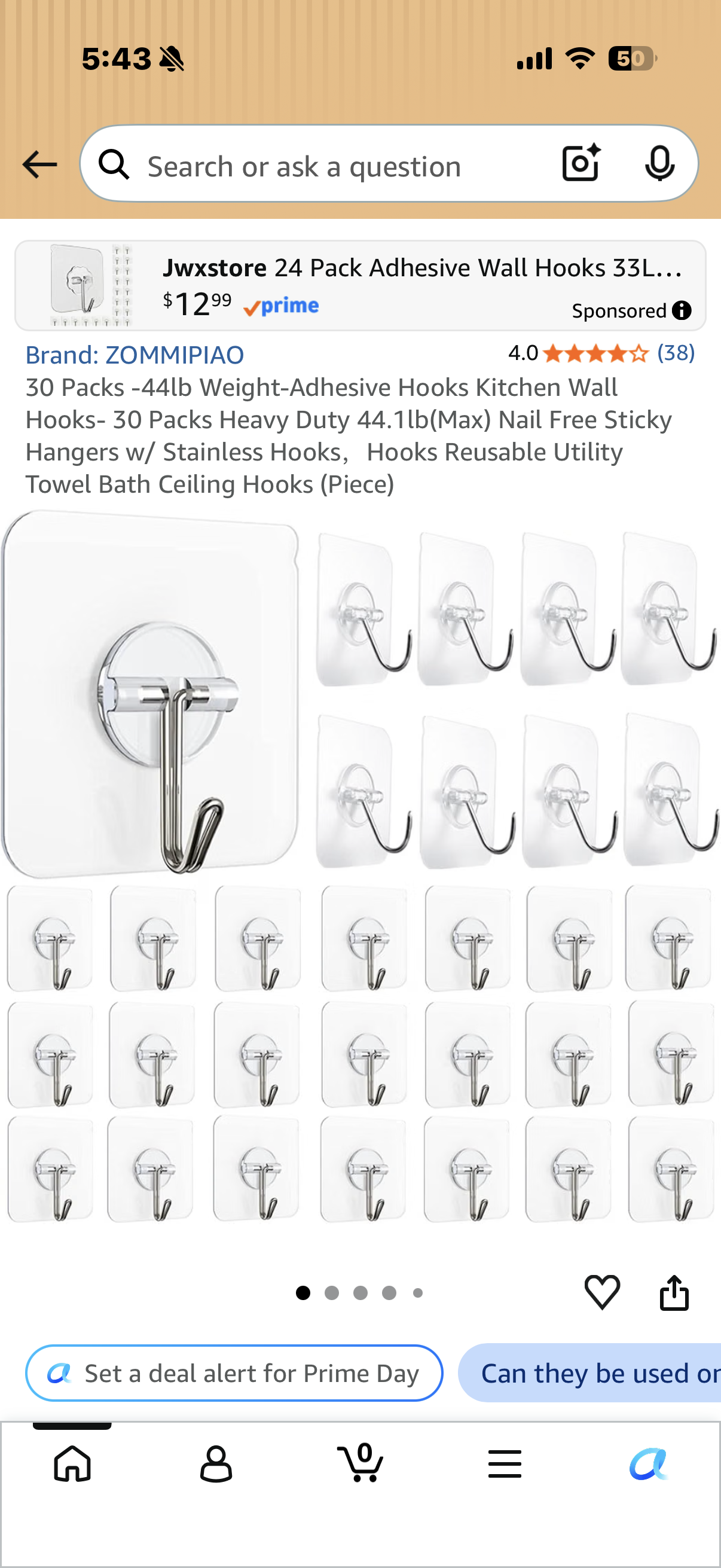 30 Packs -44lb Weight-Adhesive Hooks Kitchen Wall Hooks- 30 Packs Heavy Duty 44.1lb(Max) Nail Free Sticky Hangers w/ Stainless Hooks，Hooks Reusable Utility Towel Bath Ceiling Hooks (Piece
