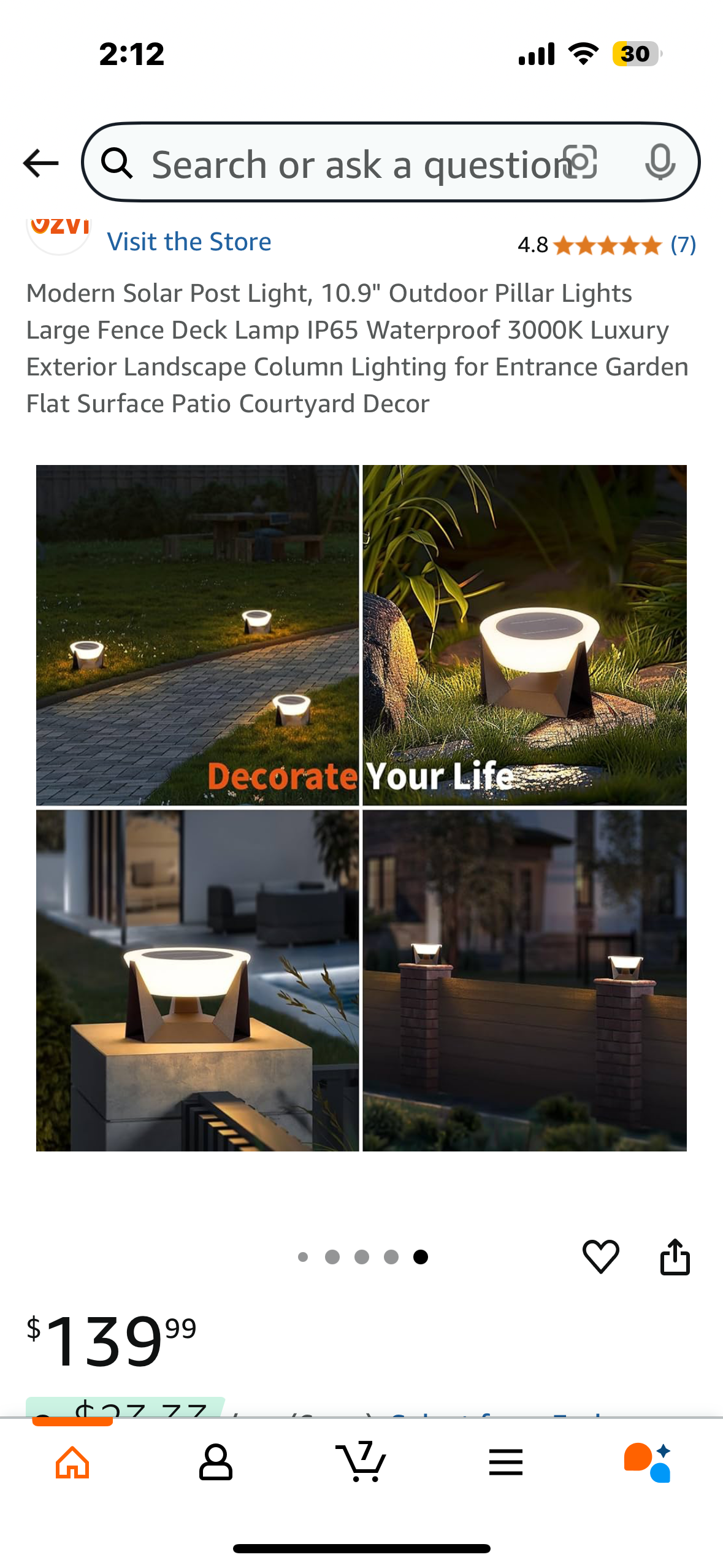 Modern Solar Post Light, 10.9" Outdoor Pillar Lights Large Fence Deck Lamp IP65 Waterproof 3000K Luxury Exterior Landscape Column Lighting for Entrance Garden Flat Surface Patio Courtyard Decor