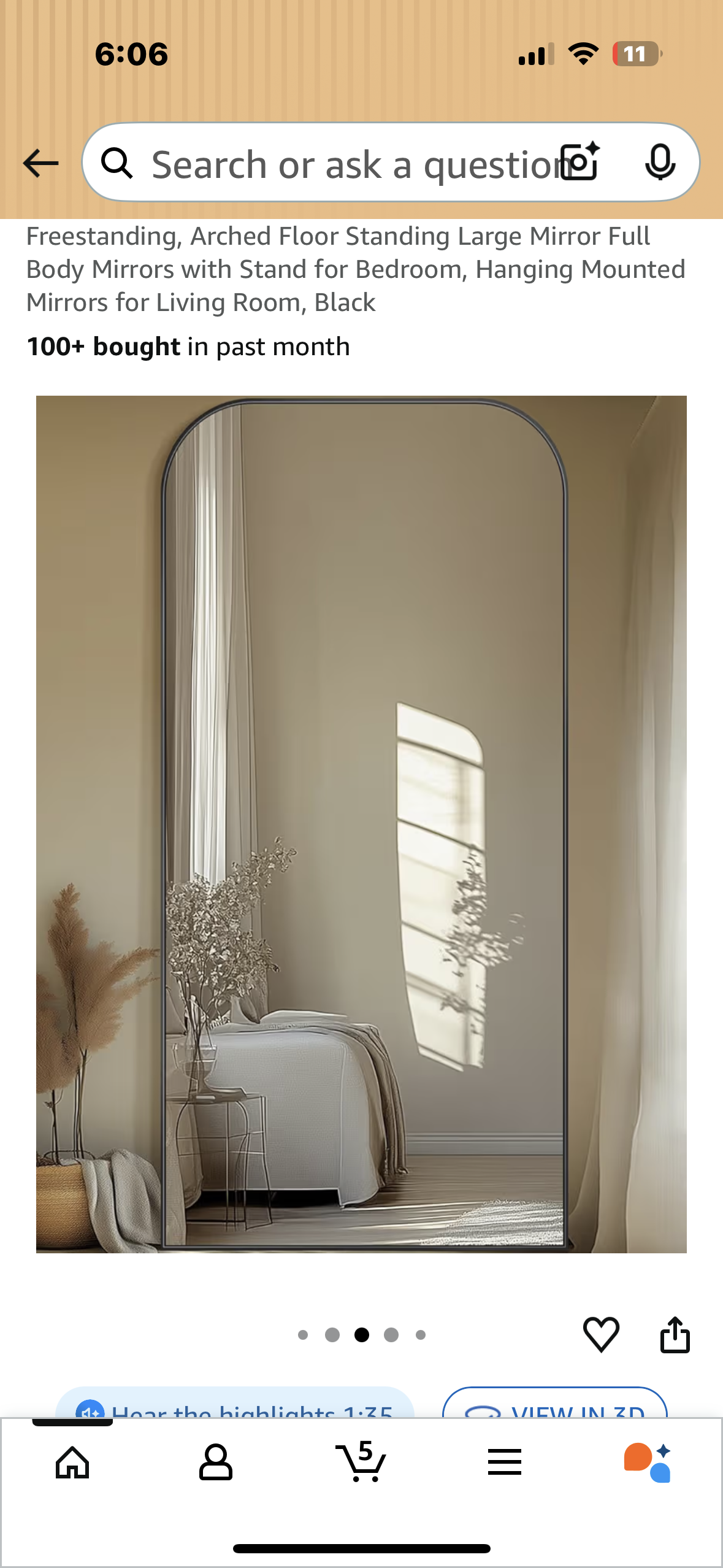 Antok Full Length Mirror, 78"x38" Floor Mirror Freestanding, Arched Floor Standing Large Full Body Mirror with Stand for Bedroom, Hanging, Mounted, Black (M403)
