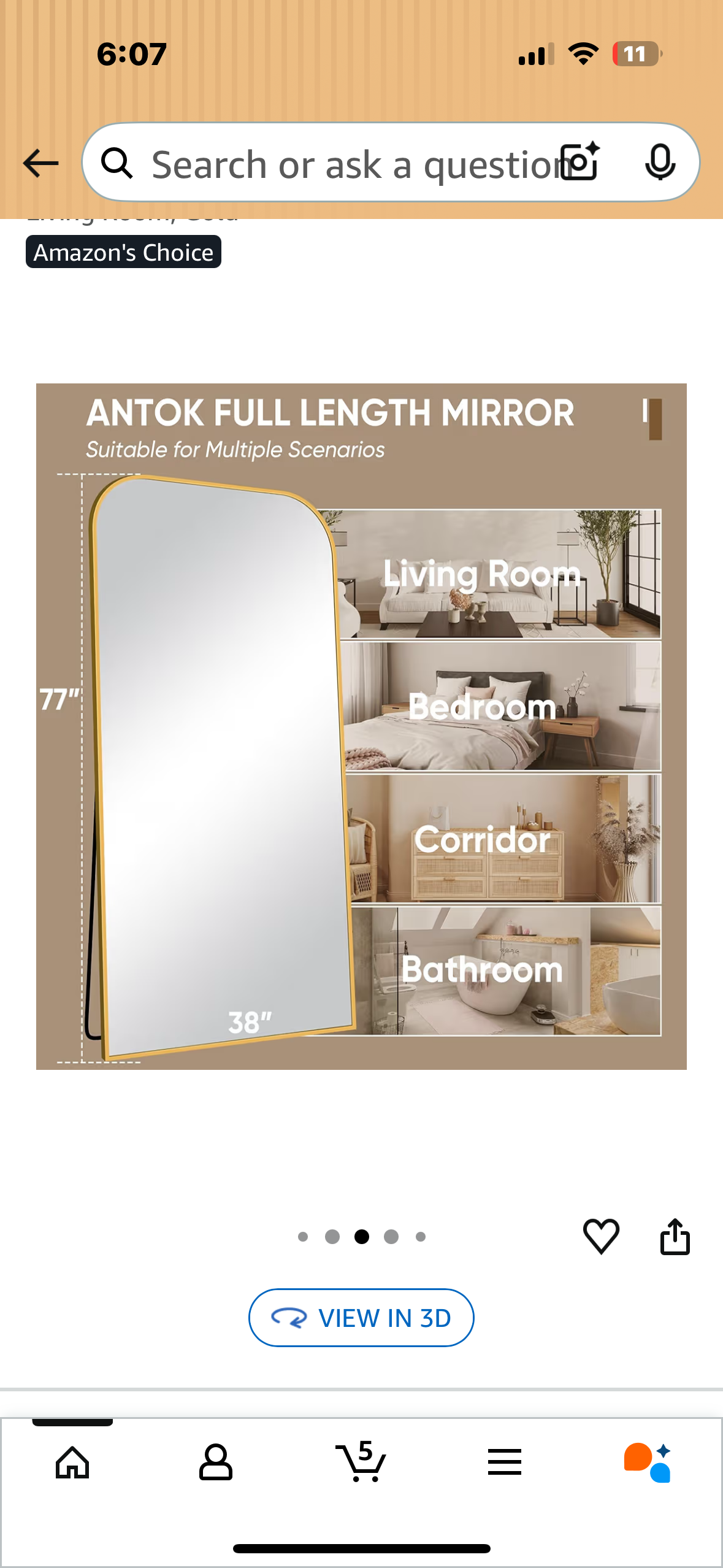 Antok Full Length Mirror, 78"x38" Floor Mirror Freestanding, Arched Floor Standing Large Full Body Mirror with Stand for Bedroom, Hanging, Mounted, Black (M403)