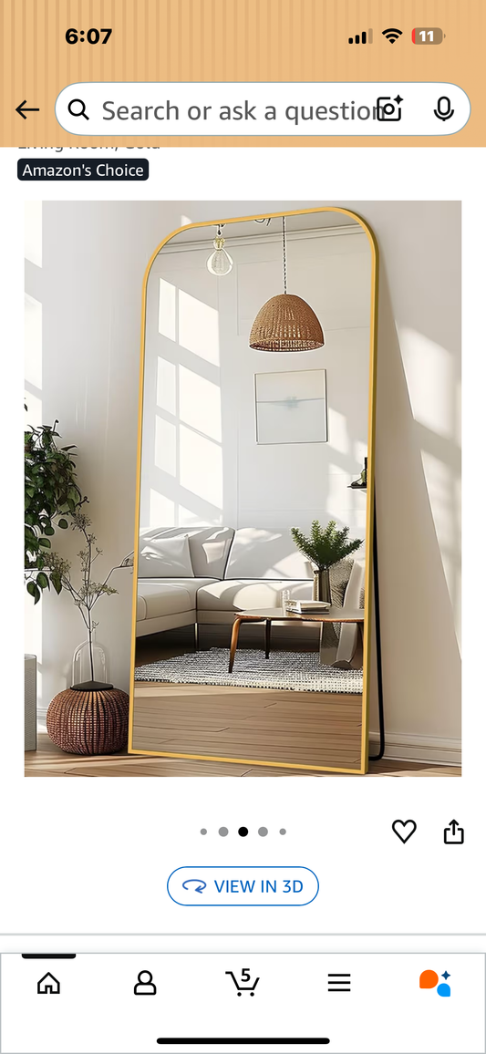 Antok Full Length Mirror, 78"x38" Floor Mirror Freestanding, Arched Floor Standing Large Full Body Mirror with Stand for Bedroom, Hanging, Mounted, Black (M403)